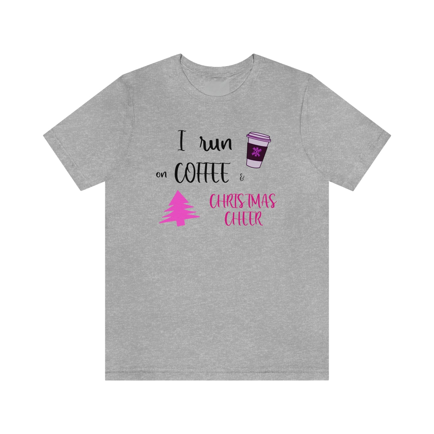 Holiday Coffee and Cheer Pink Unisex Jersey Short Sleeve Tee