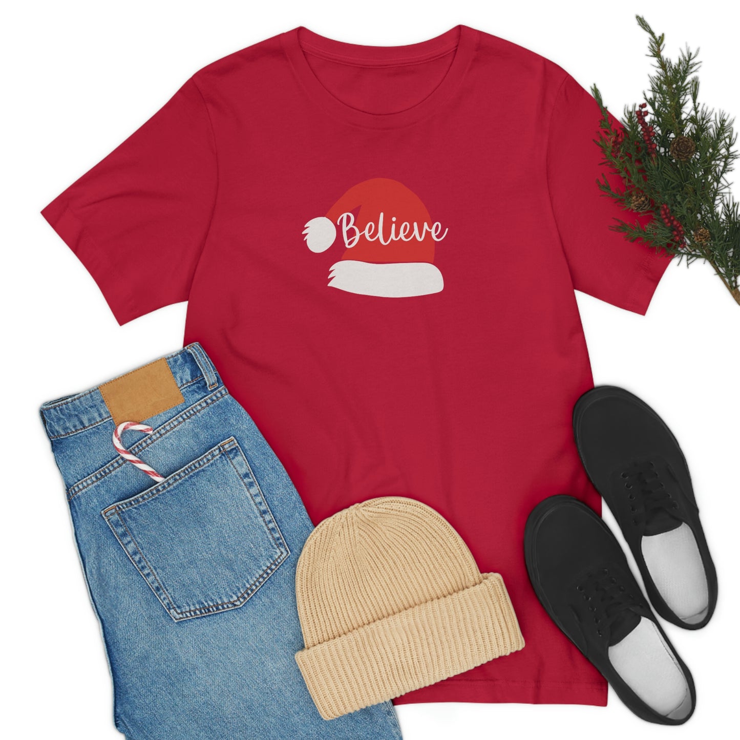 Holiday Santa Hat Unisex Jersey Short Sleeve Tee