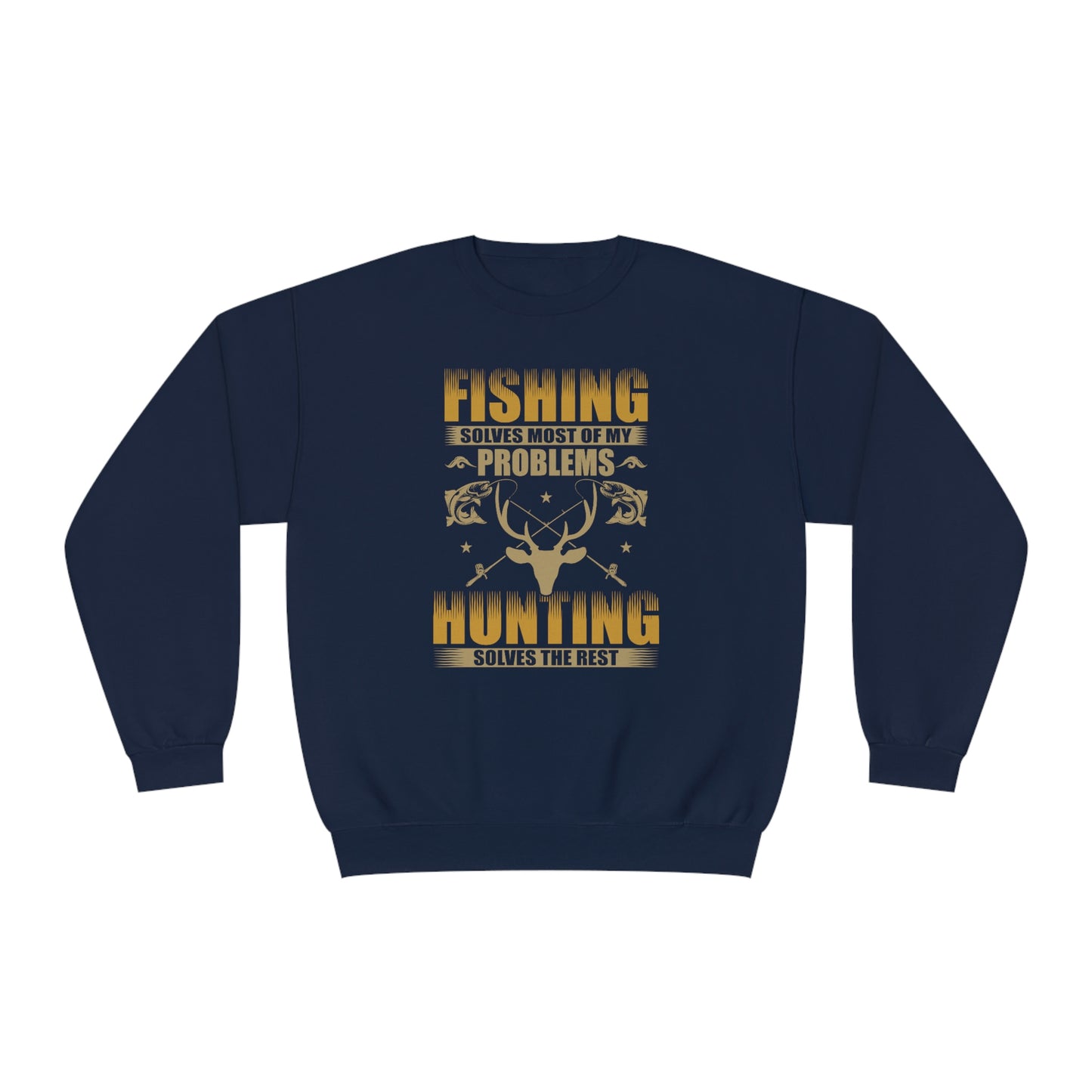 NWT- Fishing Solves Most Problems Unisex NuBlend® Crewneck Sweatshirt