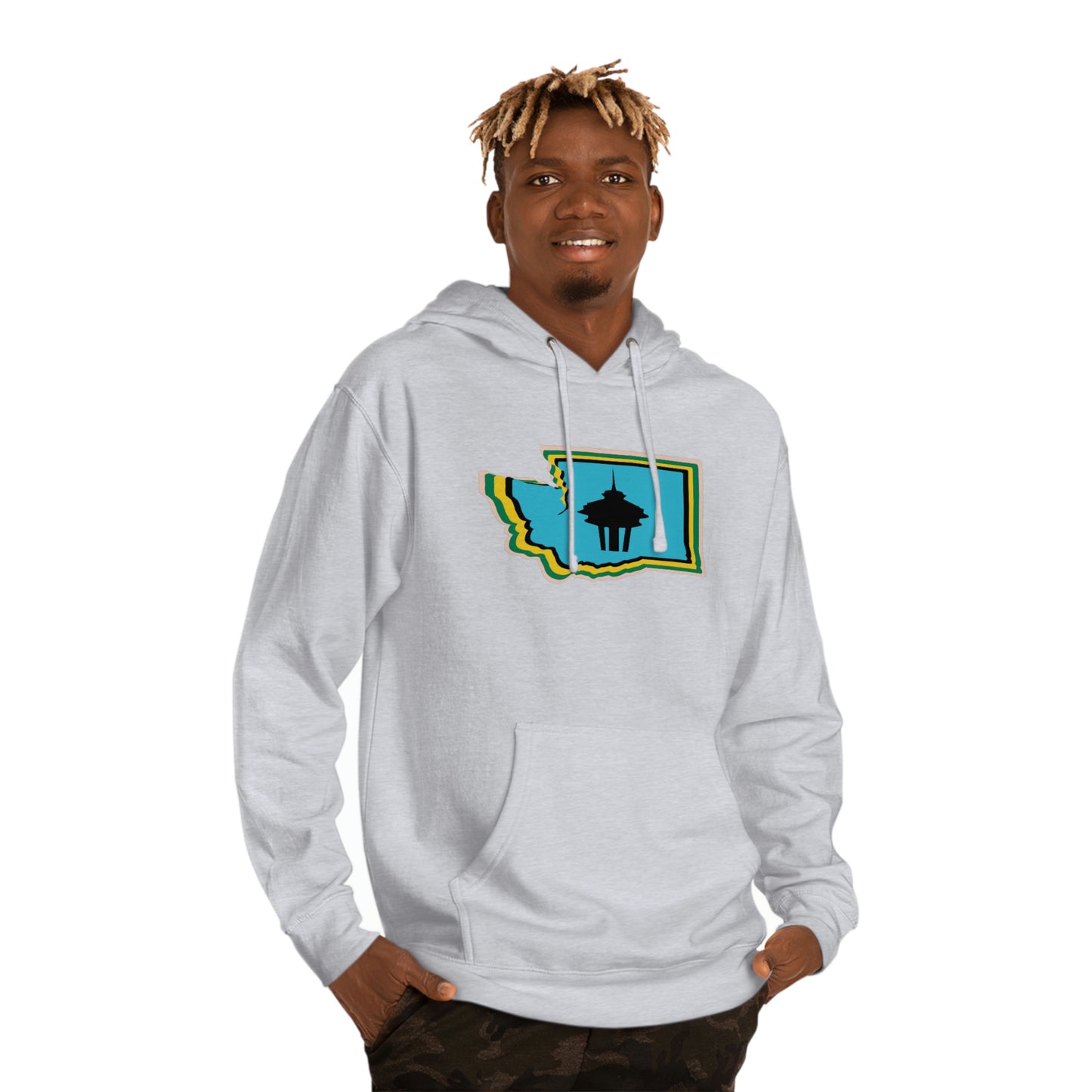 State Love- Washington Space Needle Blue Unisex Hooded Sweatshirt