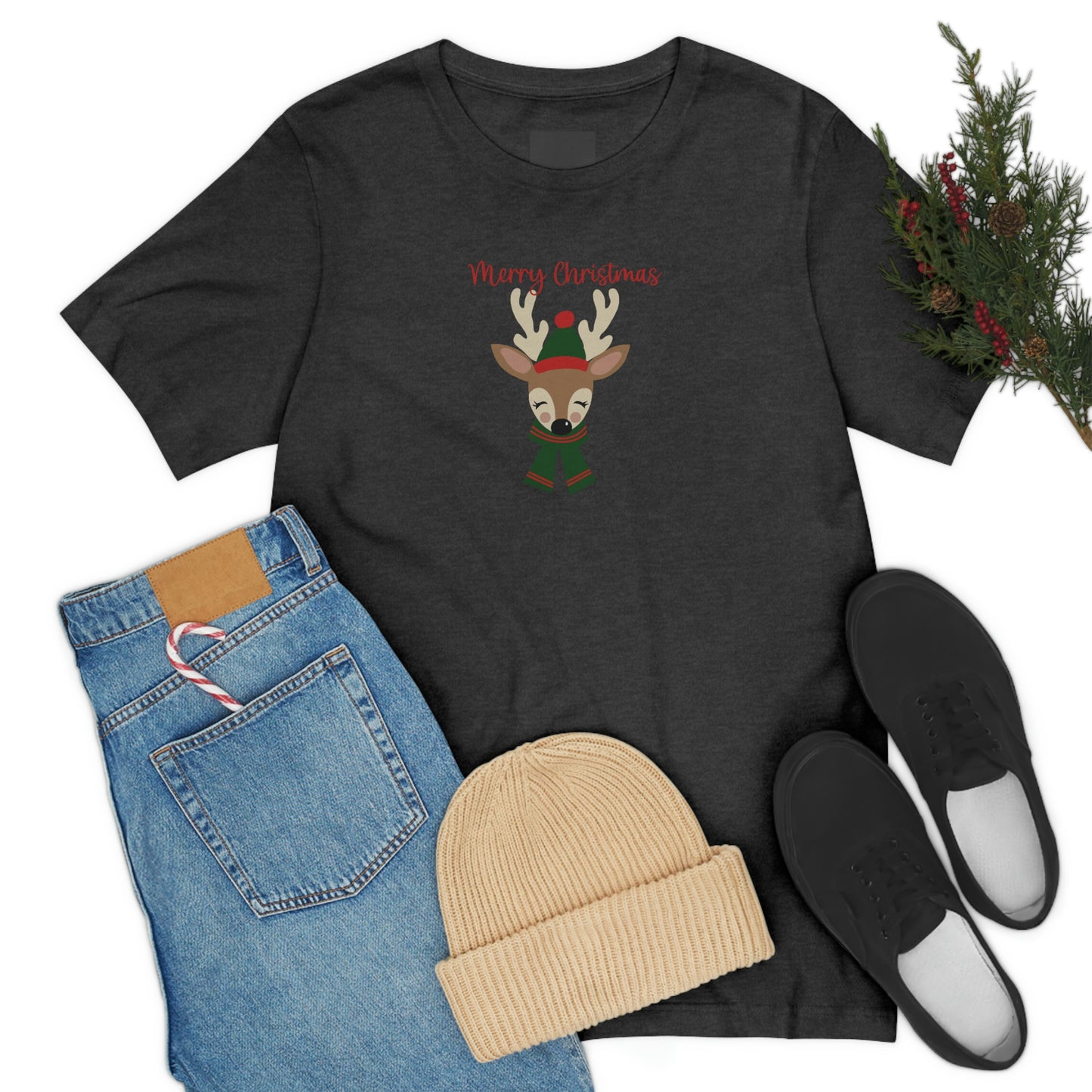 Holiday Reindeer 2 Unisex Jersey Short Sleeve Tee