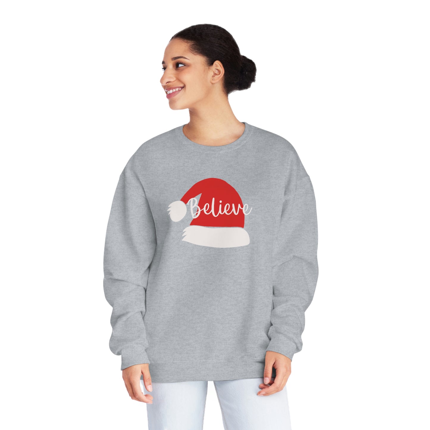 NWT- Believe Santa Hat Unisex NuBlend® Crewneck Sweatshirt