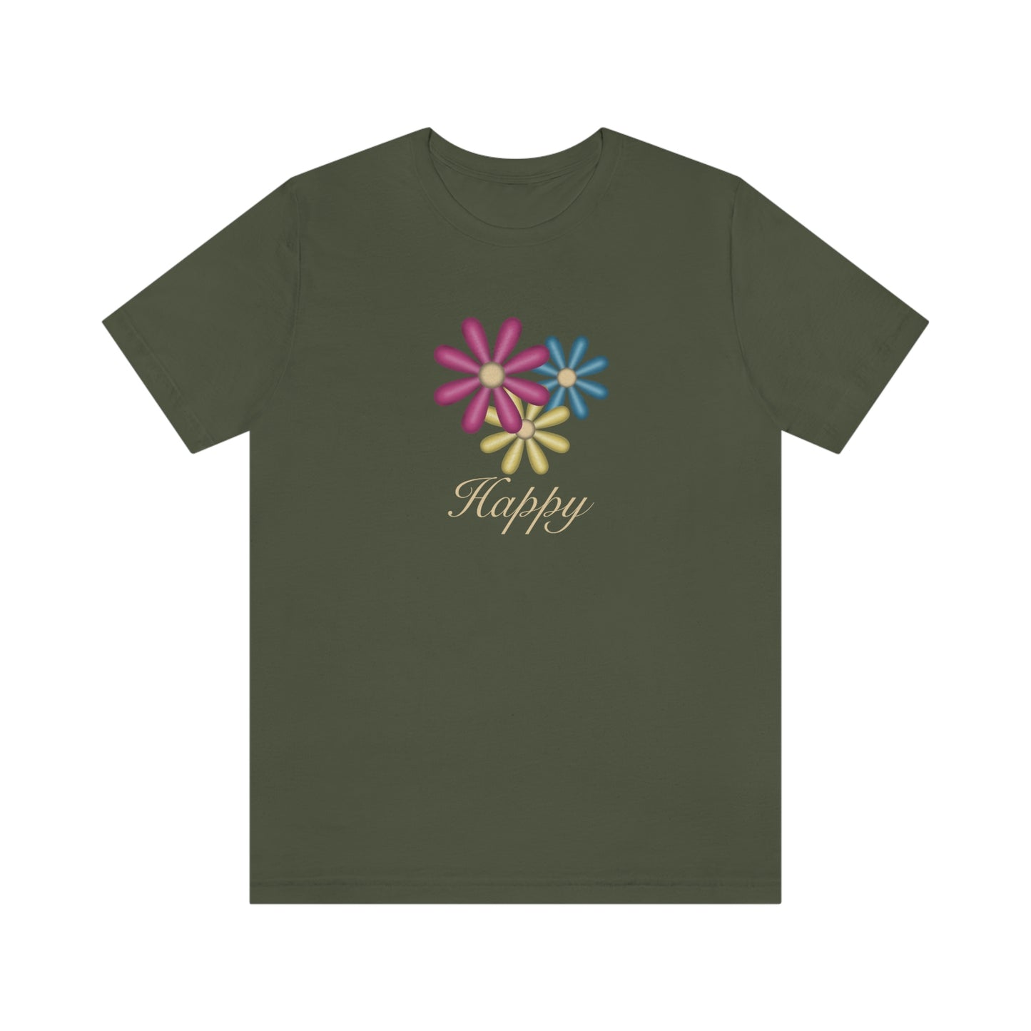 NWT- Happy Flowers Unisex Jersey Short Sleeve Tee