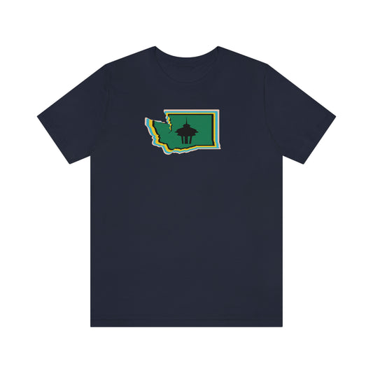 State Love- Washington Space Needle Green Unisex Jersey Short Sleeve Tee