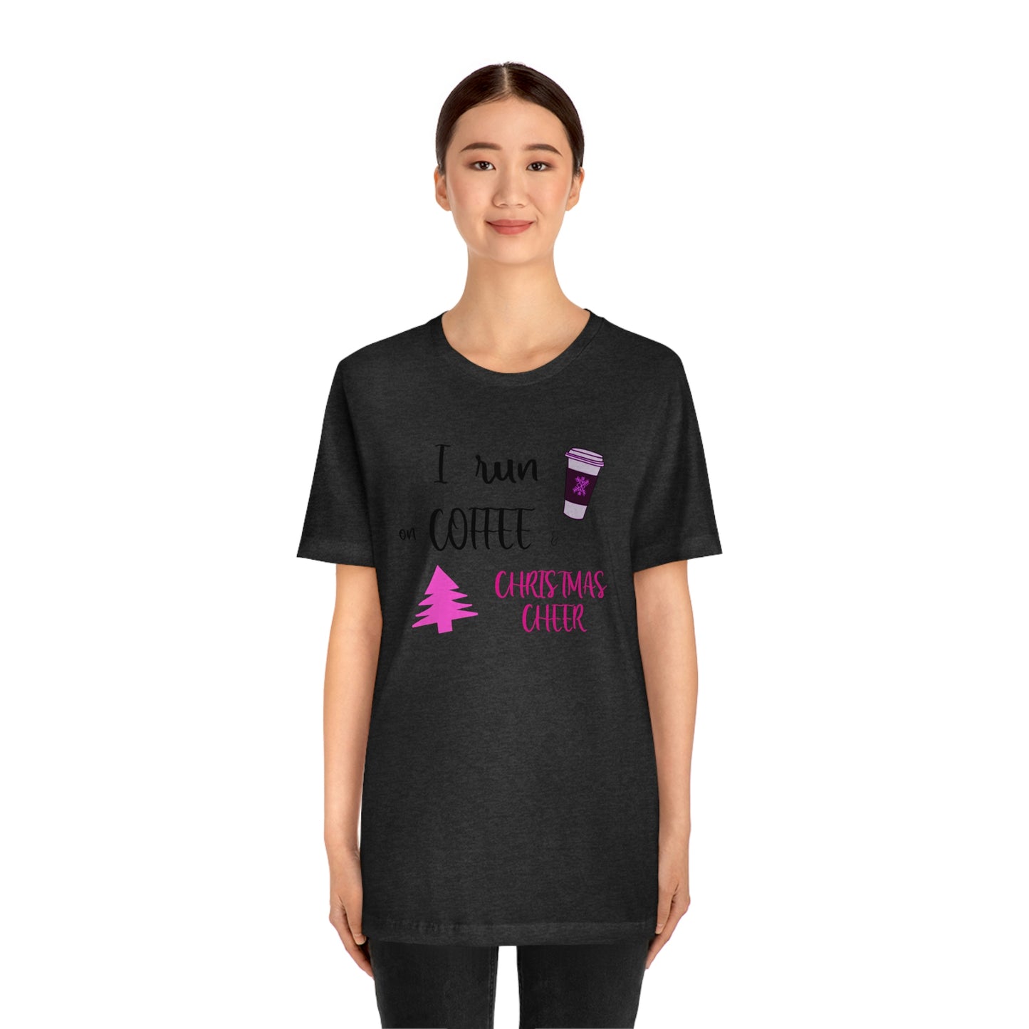 Holiday Coffee and Cheer Pink Unisex Jersey Short Sleeve Tee