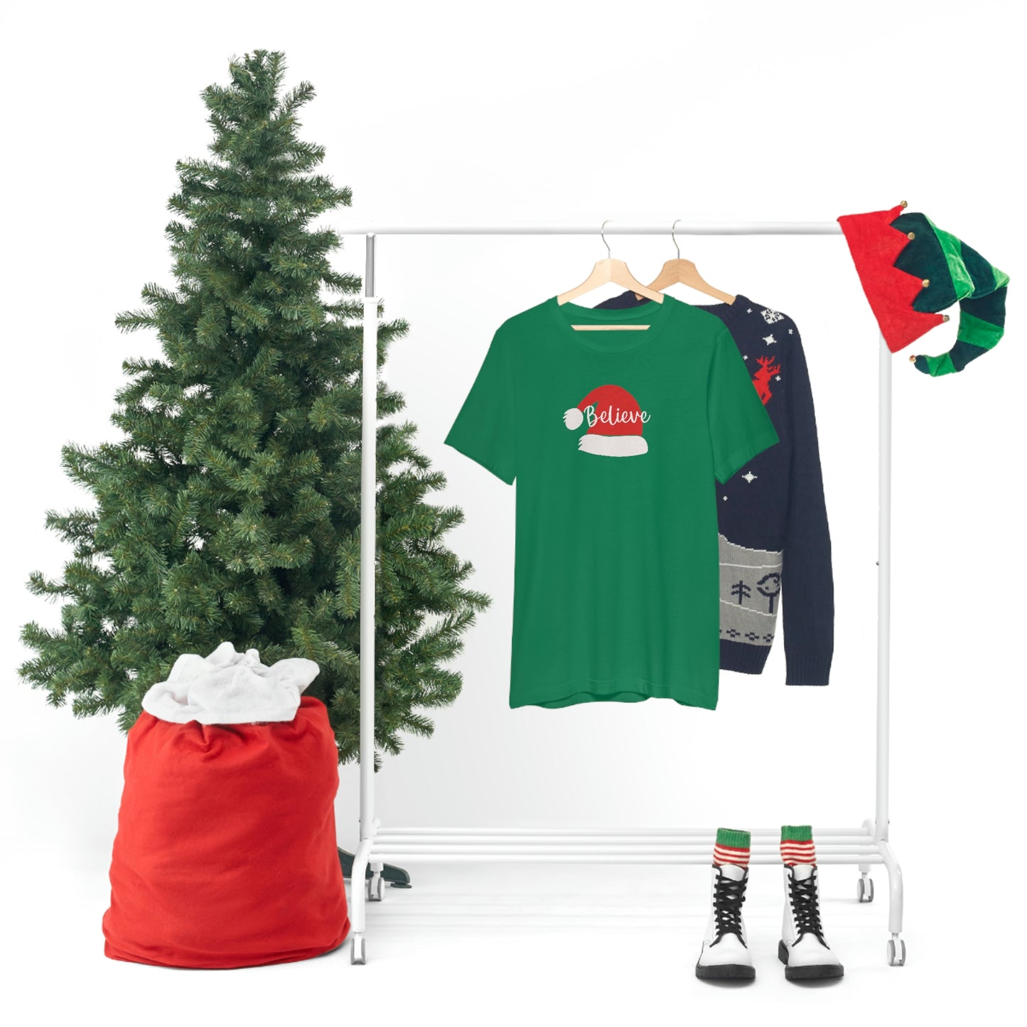 Holiday Santa Hat Unisex Jersey Short Sleeve Tee