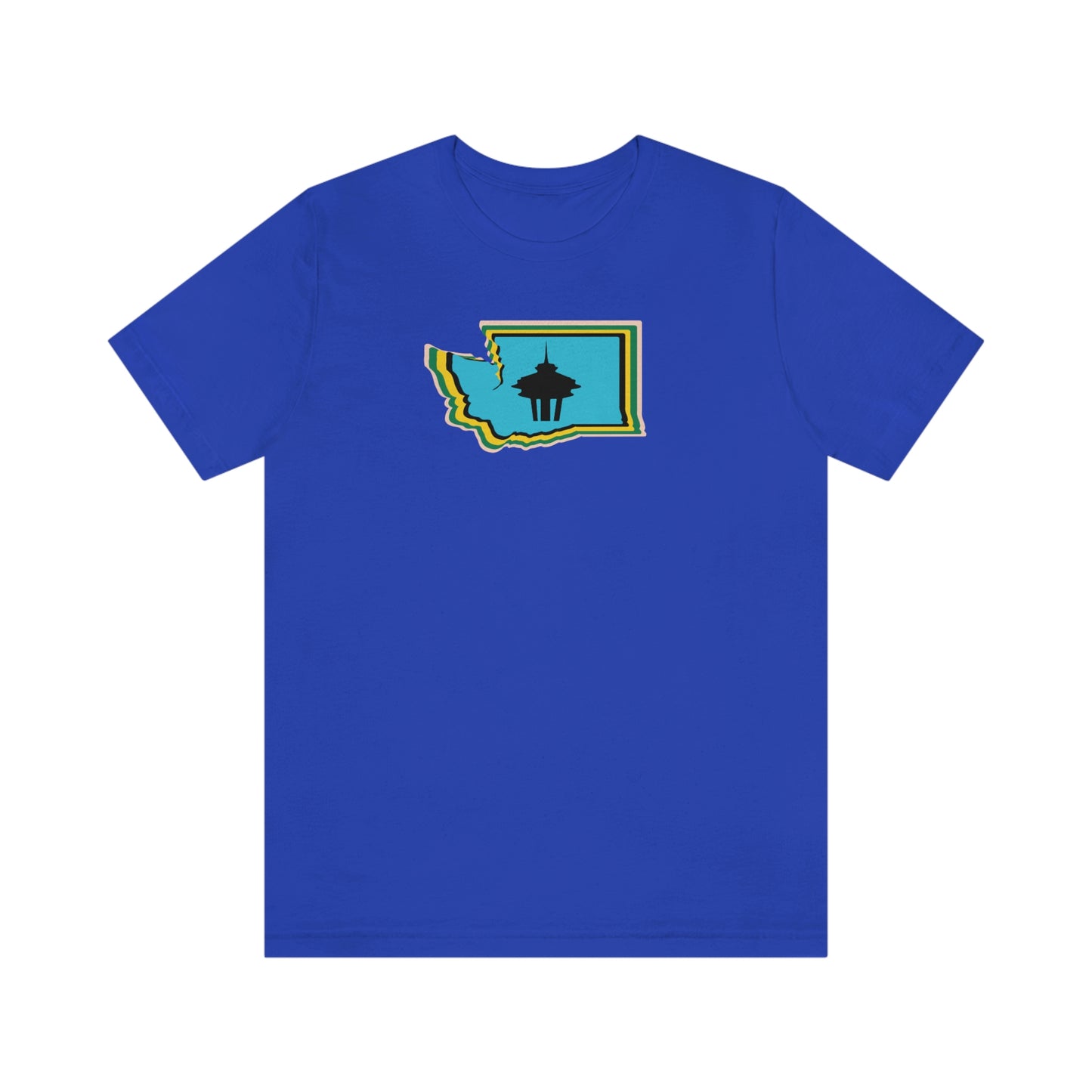 State Love- Washington Space Needle Blue Unisex Jersey Short Sleeve Tee