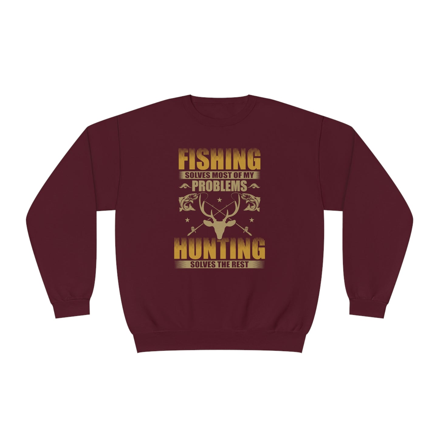 NWT- Fishing Solves Most Problems Unisex NuBlend® Crewneck Sweatshirt