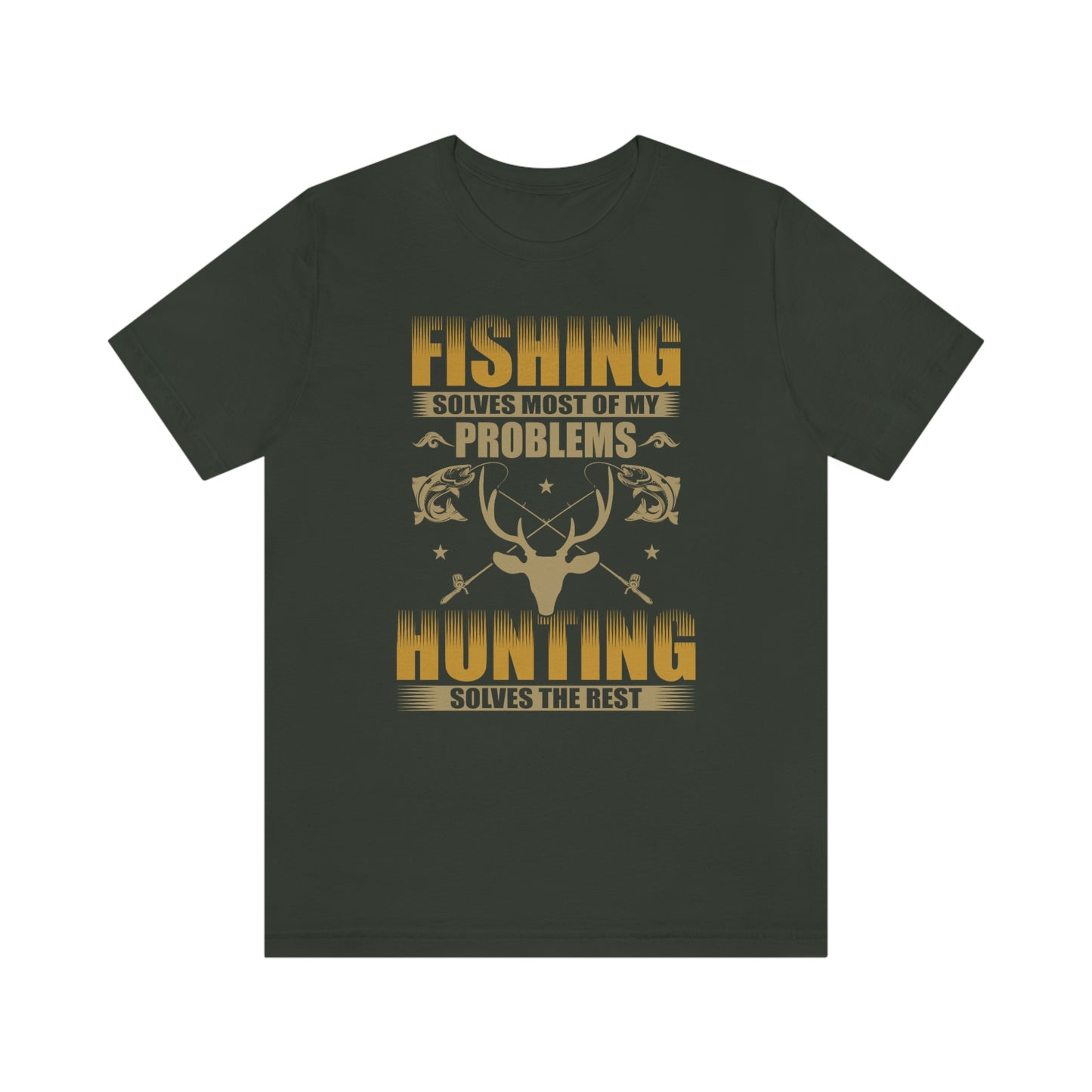 NWT- Fishing Solves Most Problems Unisex Jersey Short Sleeve Tee