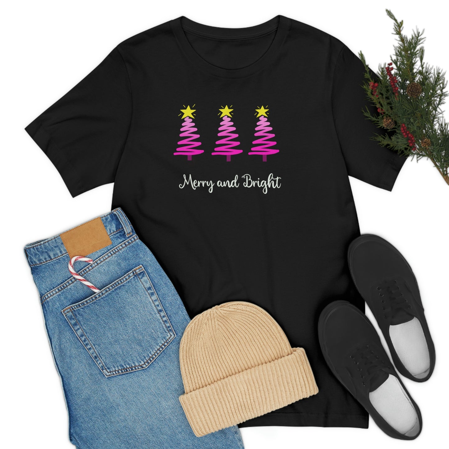 Holiday Merry and Bright Unisex Jersey Short Sleeve Tee