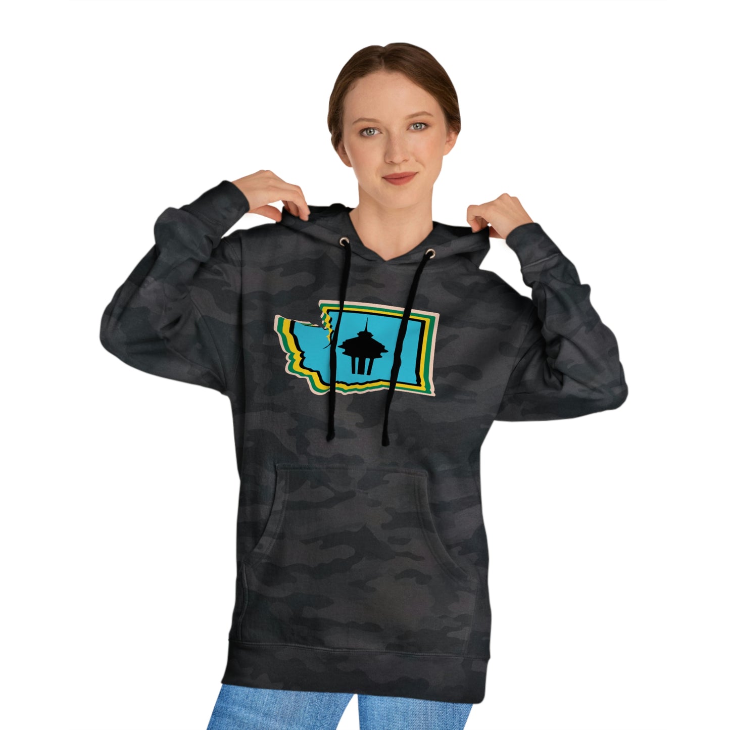 State Love- Washington Space Needle Blue Unisex Hooded Sweatshirt