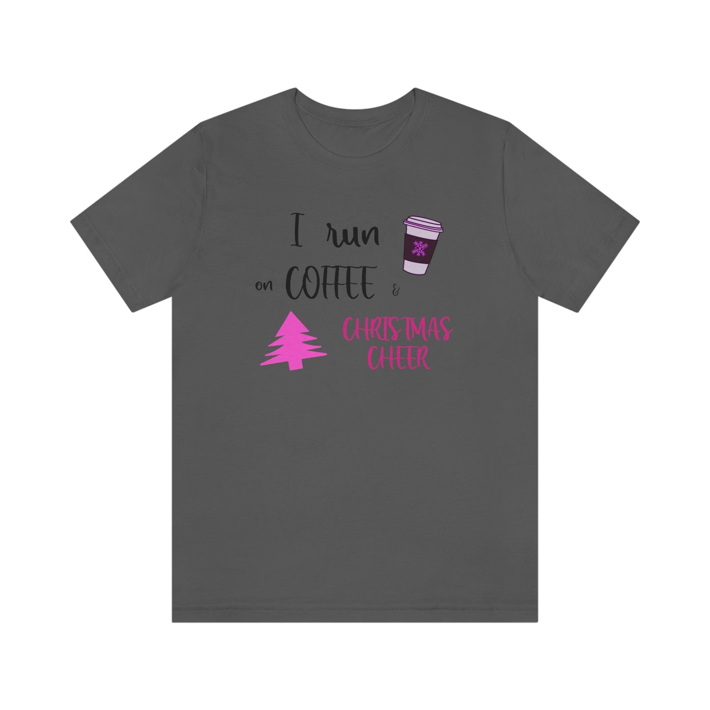 Holiday Coffee and Cheer Pink Unisex Jersey Short Sleeve Tee