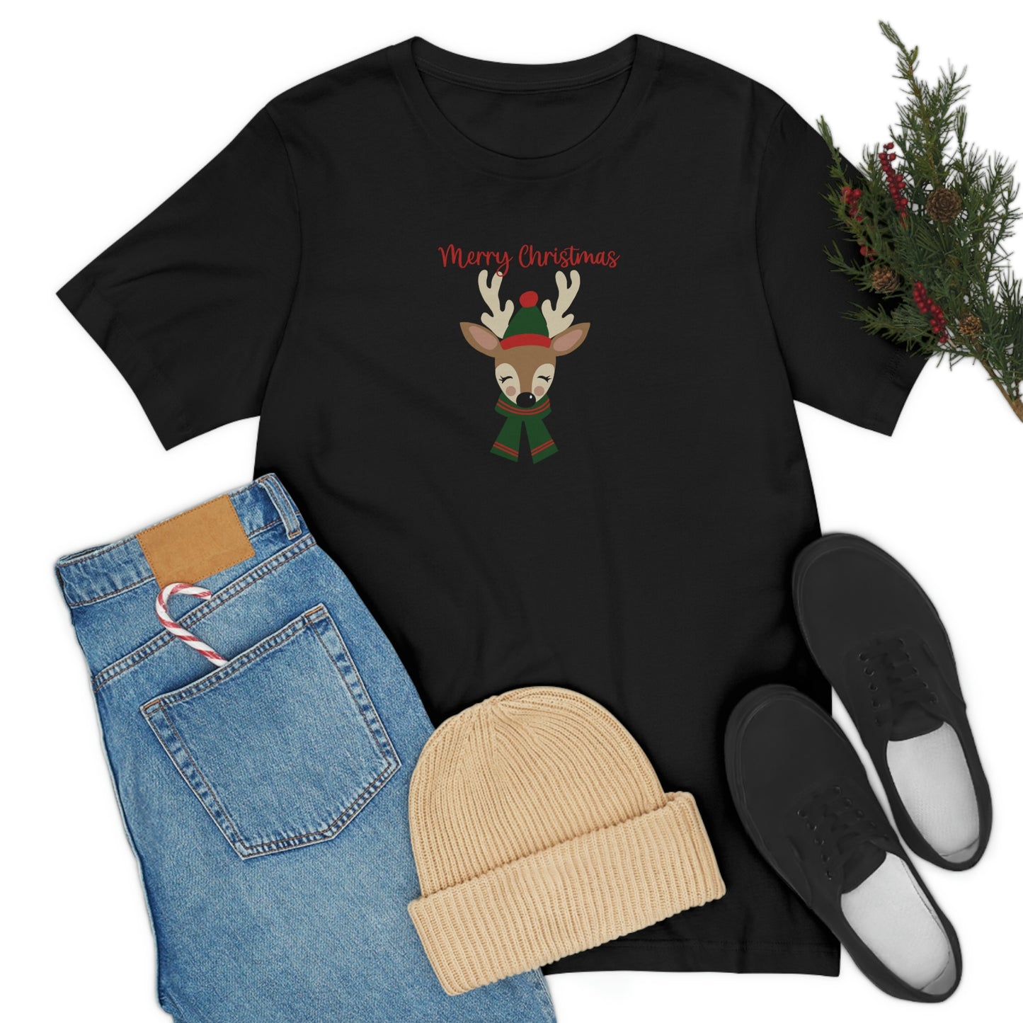 Holiday Reindeer 2 Unisex Jersey Short Sleeve Tee