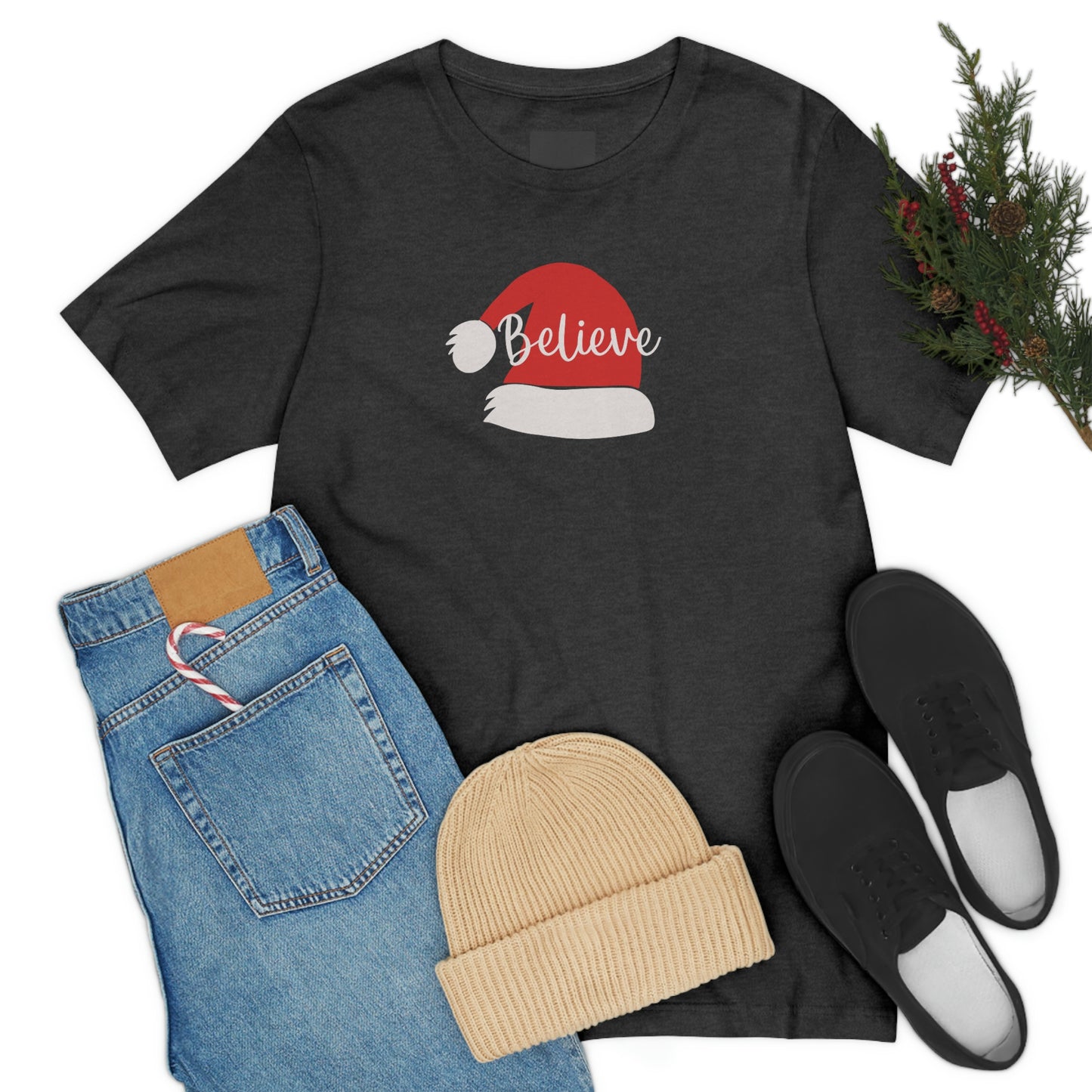 Holiday Santa Hat Unisex Jersey Short Sleeve Tee