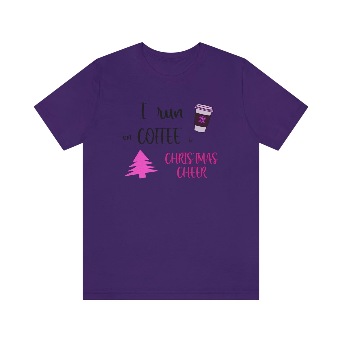 Holiday Coffee and Cheer Pink Unisex Jersey Short Sleeve Tee