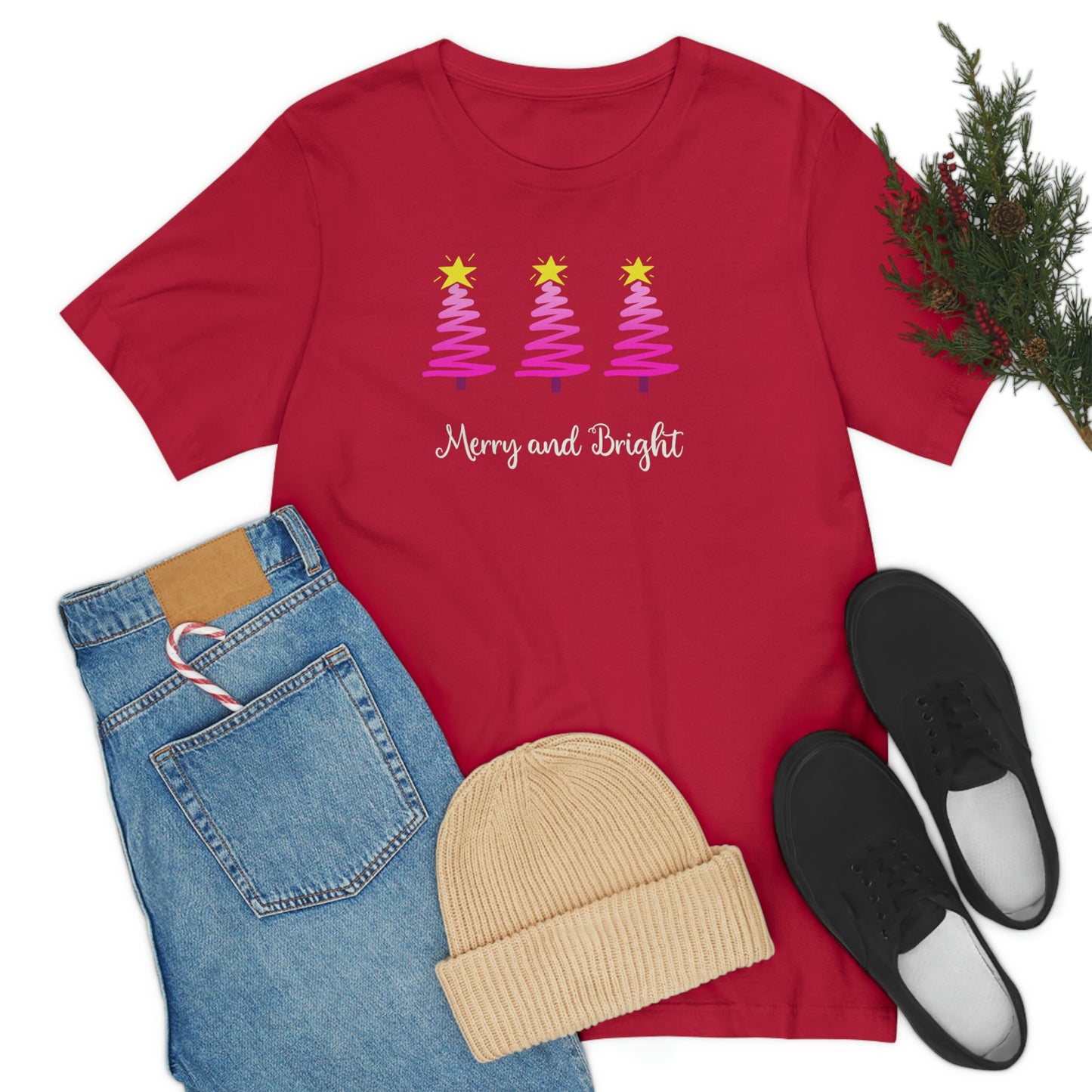 Holiday Merry and Bright Unisex Jersey Short Sleeve Tee