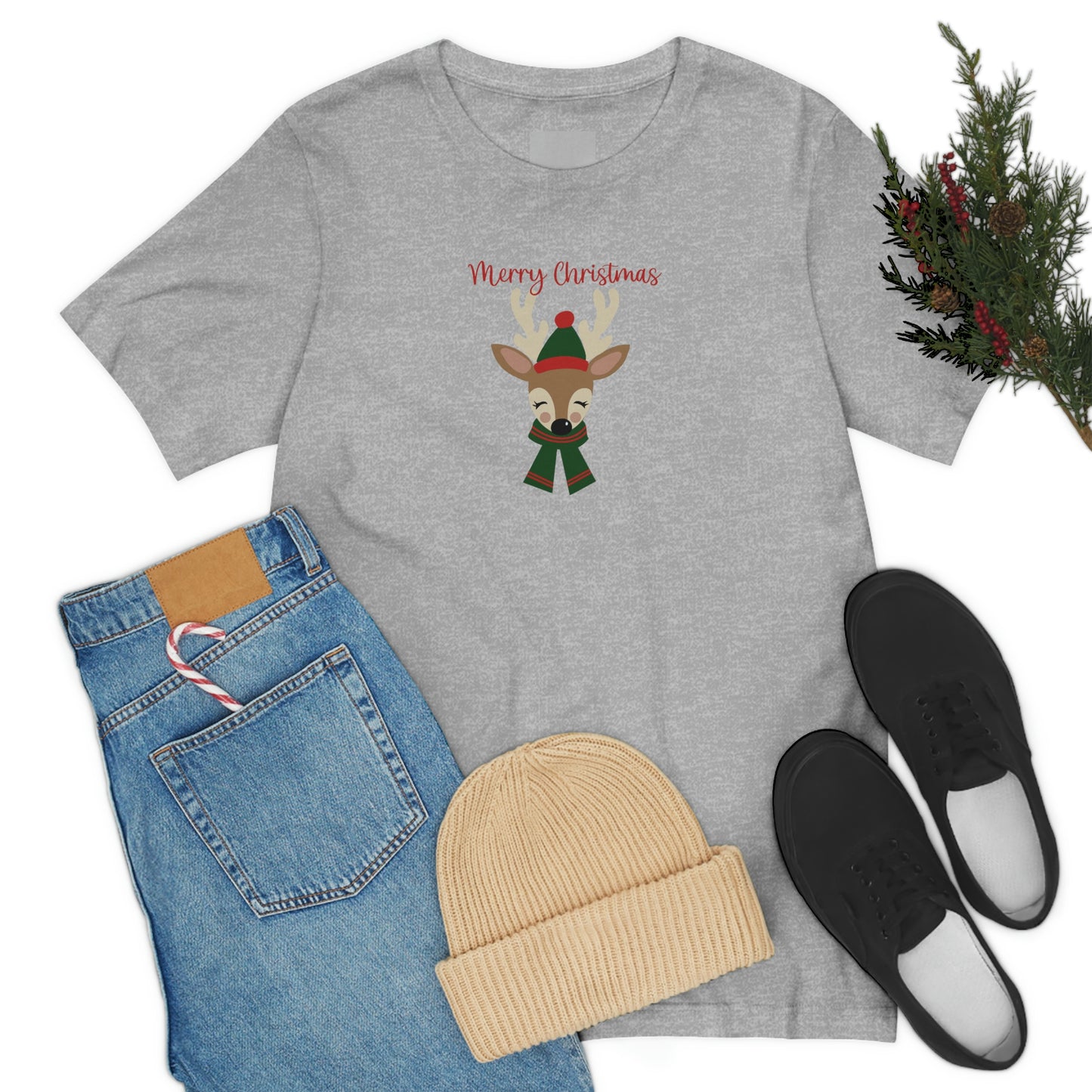 Holiday Reindeer 2 Unisex Jersey Short Sleeve Tee