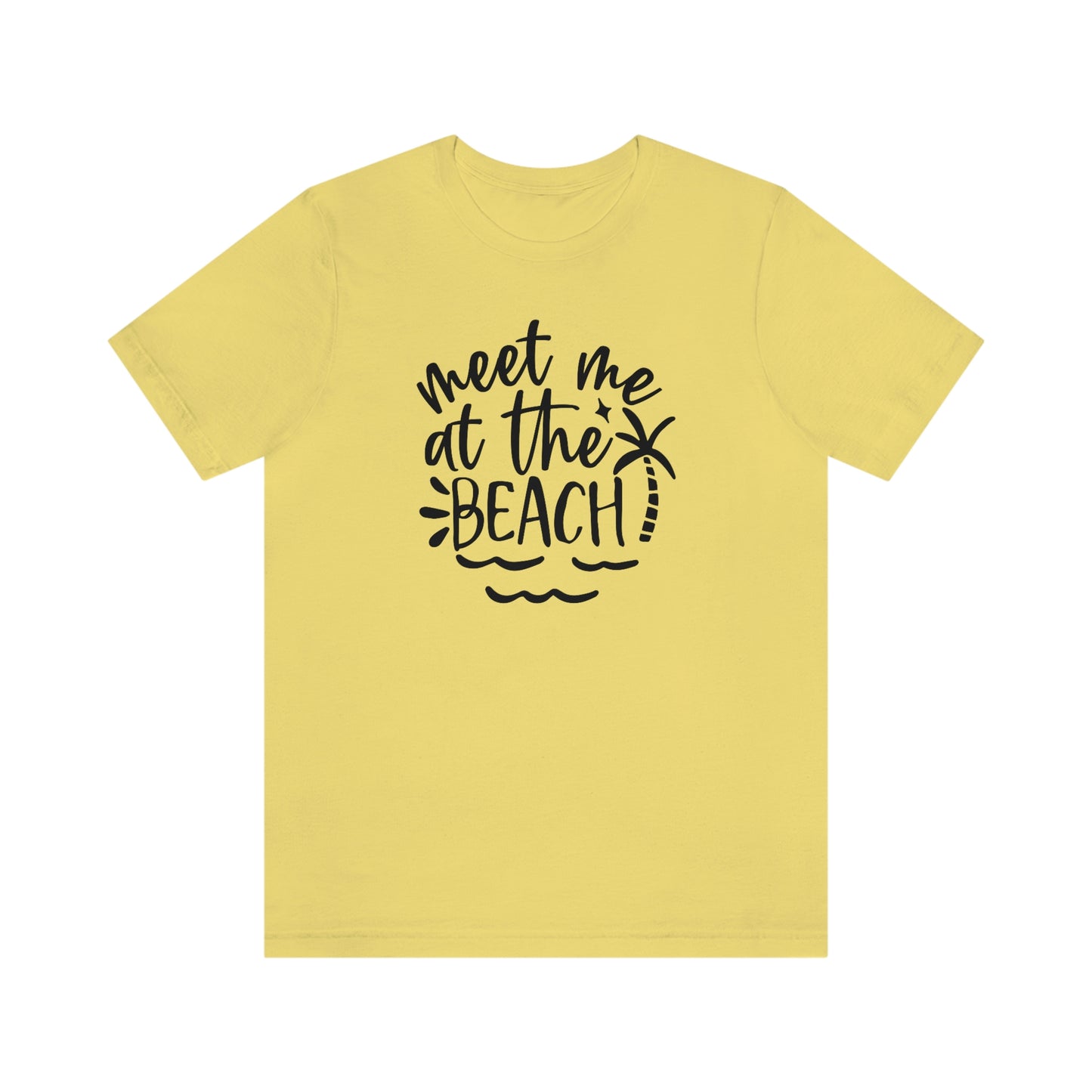 NWT- Meet me at the Beach in Black Letters Unisex Jersey Short Sleeve Tee