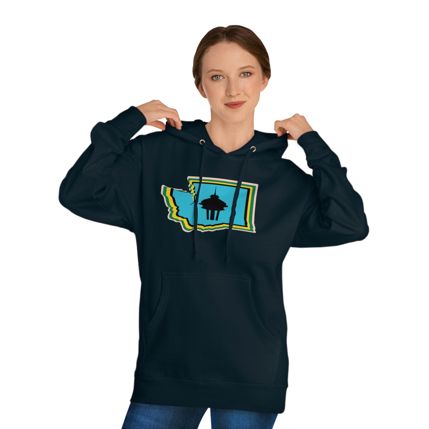 State Love- Washington Space Needle Blue Unisex Hooded Sweatshirt