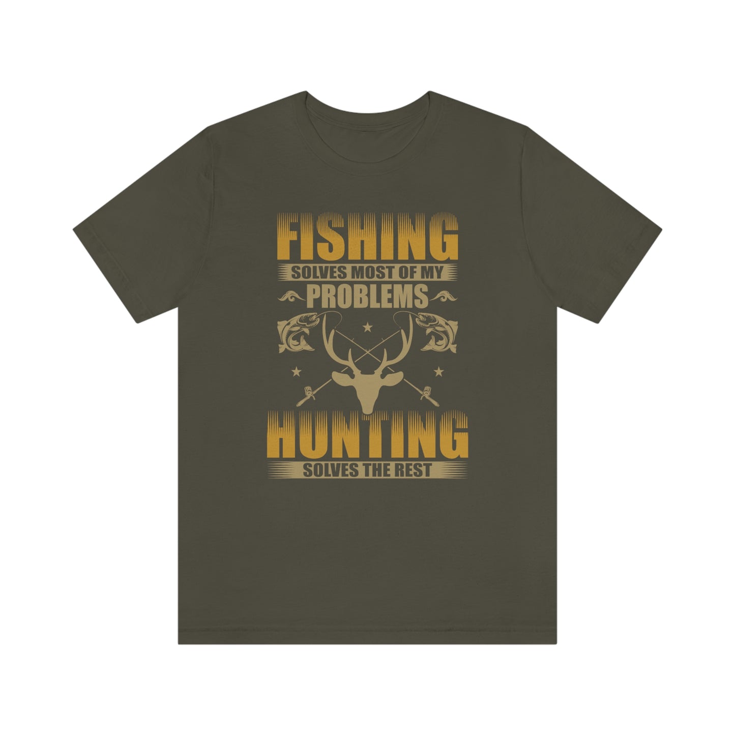 NWT- Fishing Solves Most Problems Unisex Jersey Short Sleeve Tee