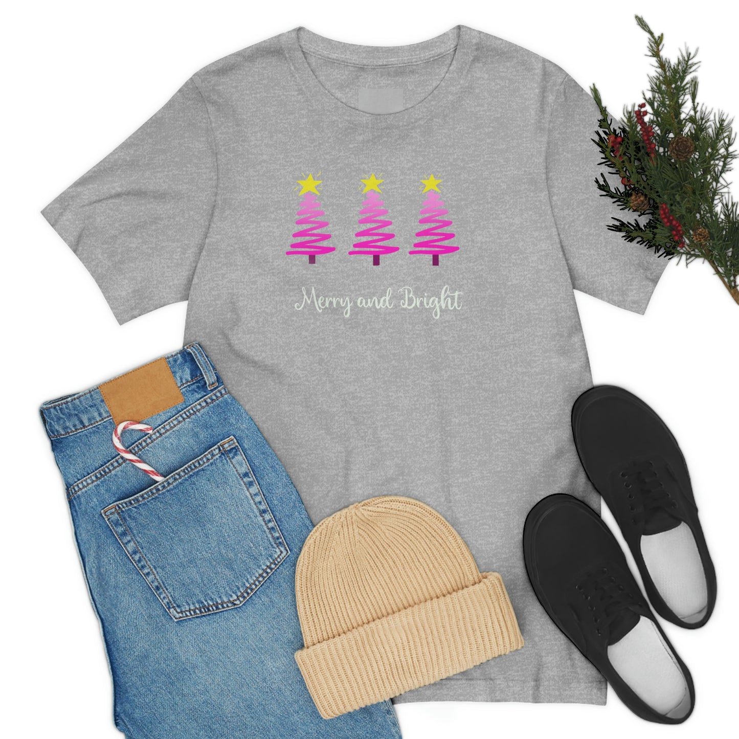 Holiday Merry and Bright Unisex Jersey Short Sleeve Tee