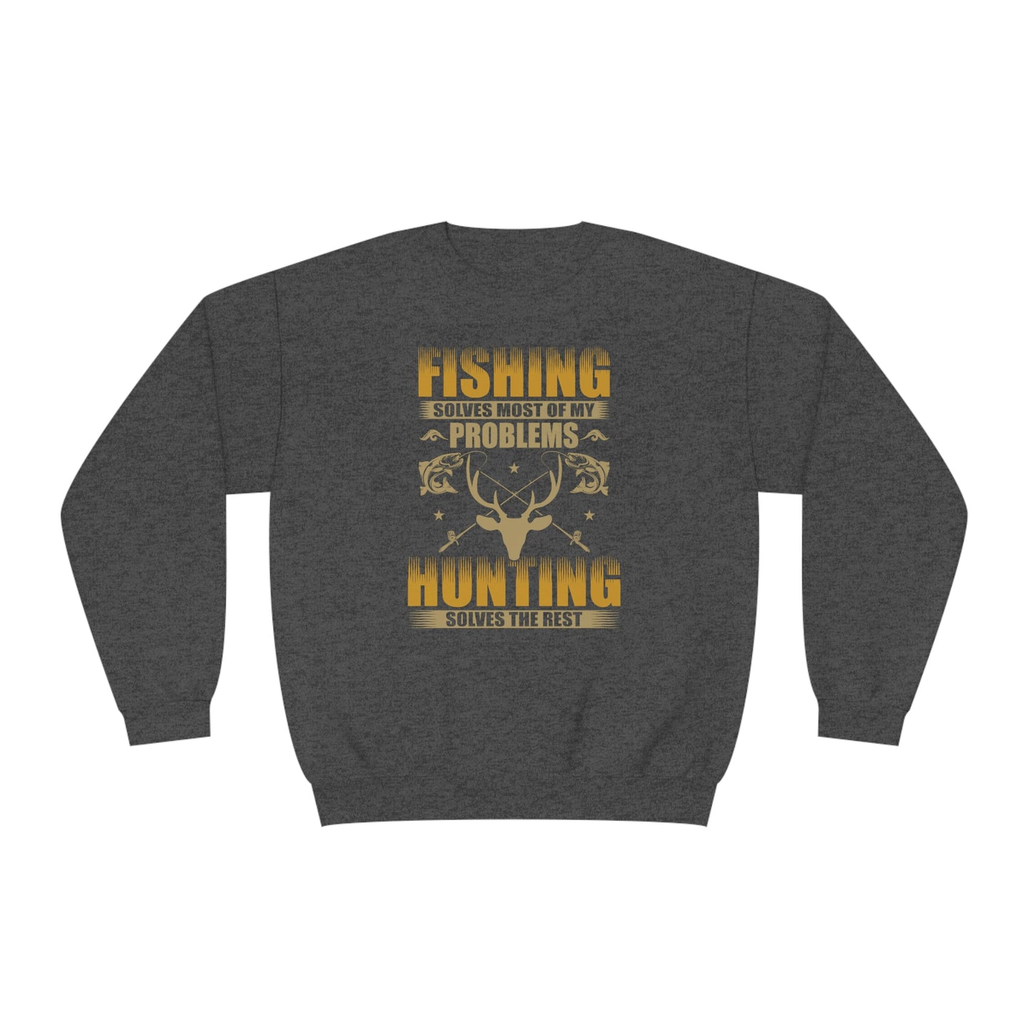 NWT- Fishing Solves Most Problems Unisex NuBlend® Crewneck Sweatshirt