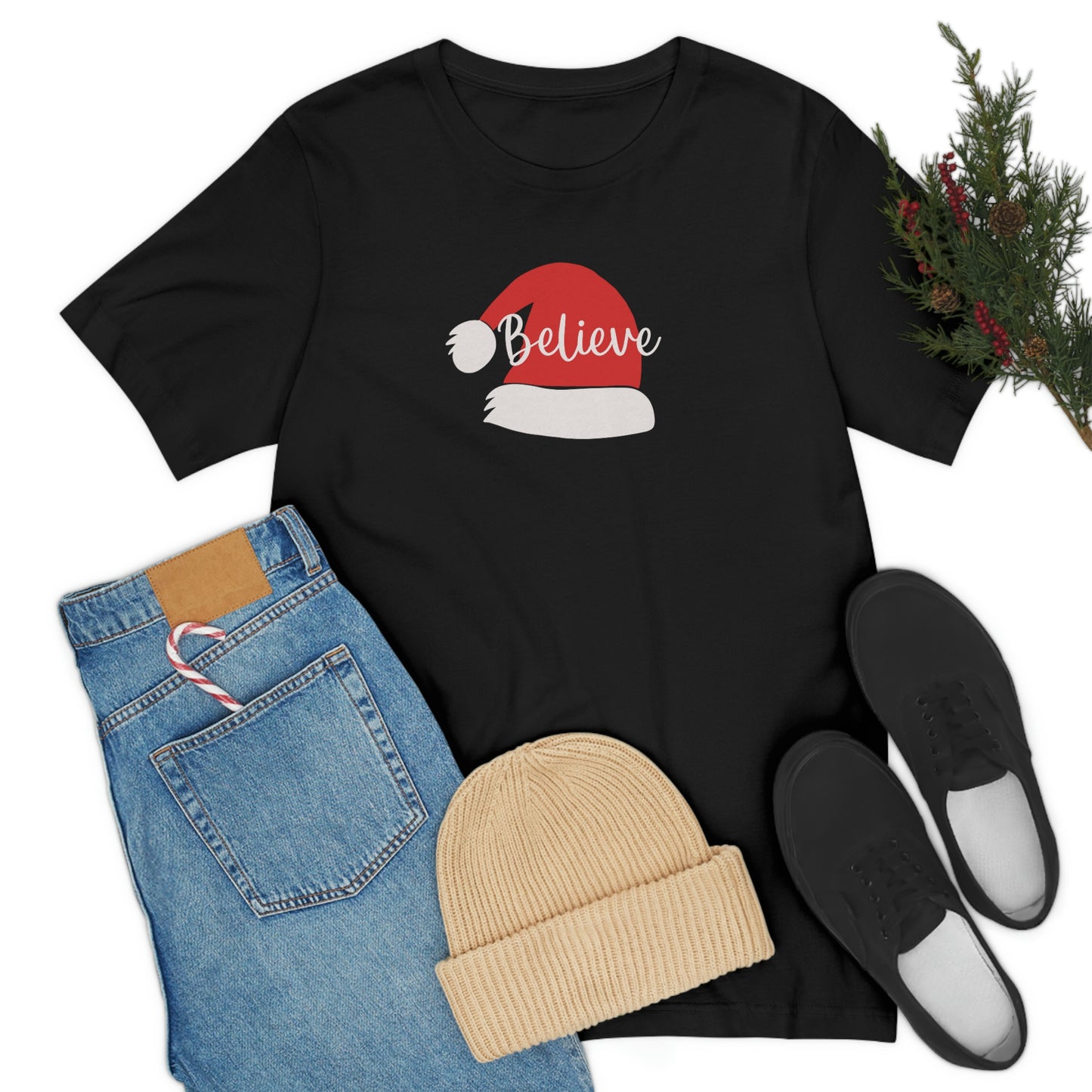 Holiday Santa Hat Unisex Jersey Short Sleeve Tee