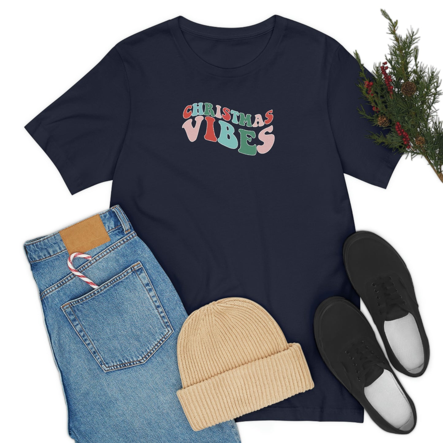 Holiday Christmas Vibes 1 Unisex Jersey Short Sleeve Tee