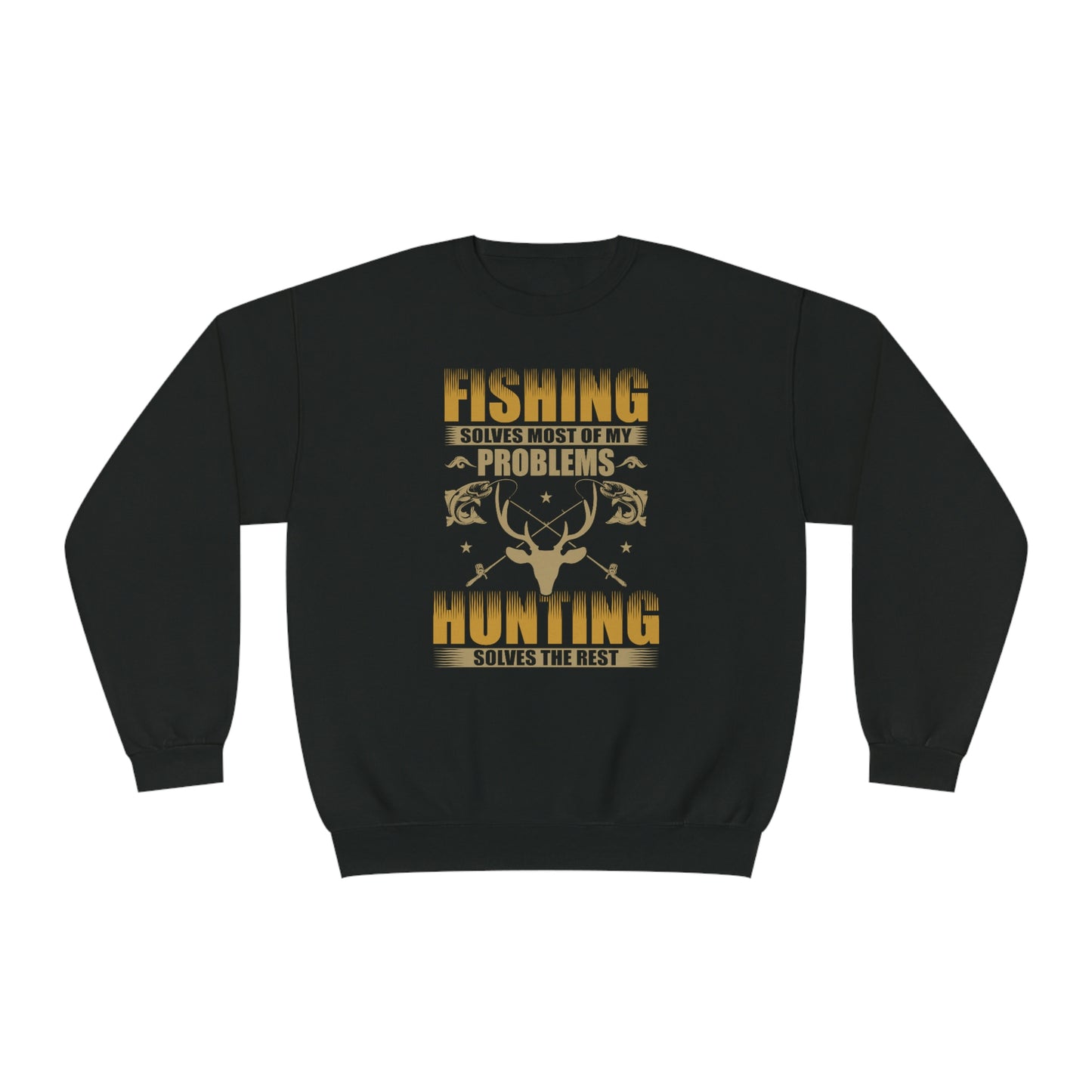 NWT- Fishing Solves Most Problems Unisex NuBlend® Crewneck Sweatshirt