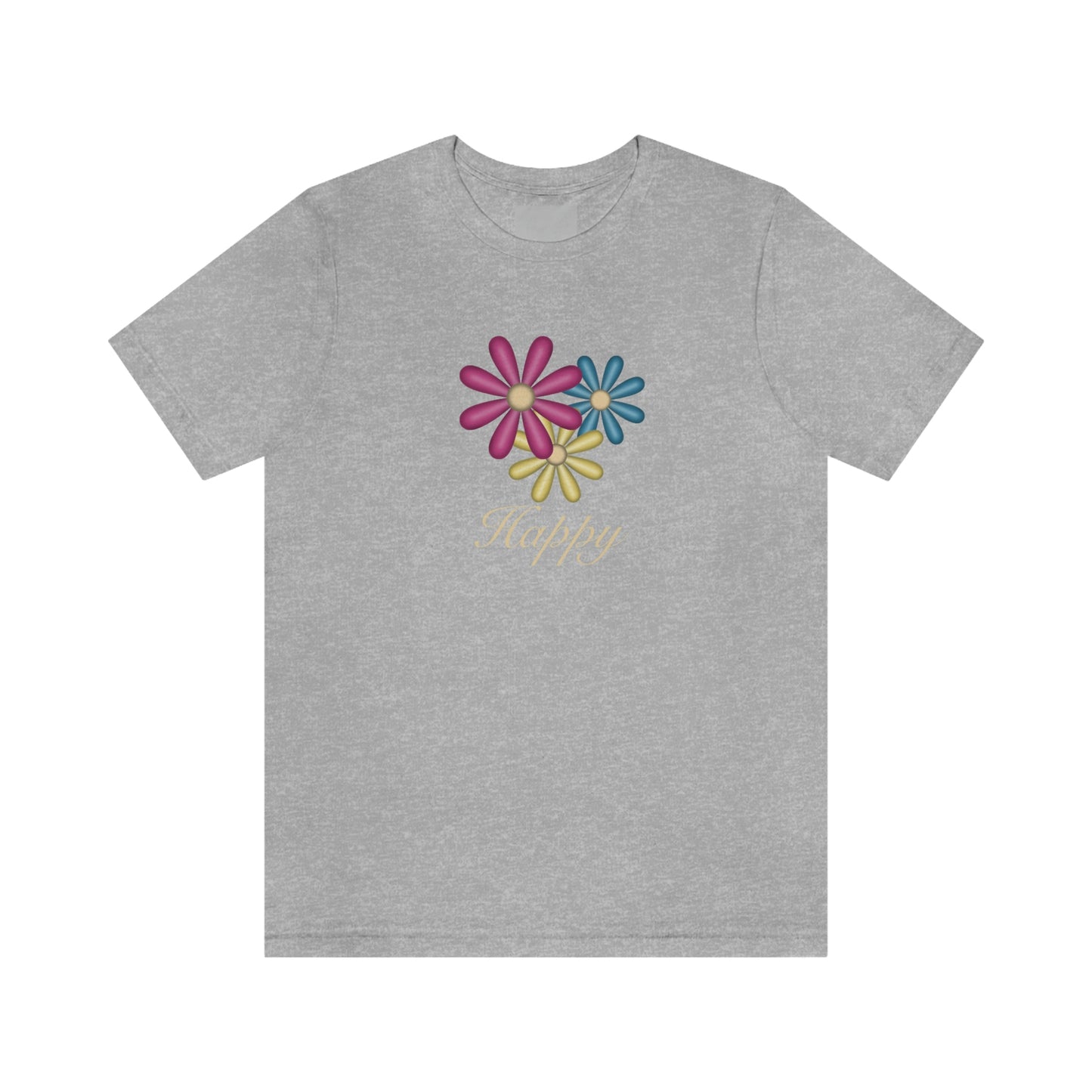 NWT- Happy Flowers Unisex Jersey Short Sleeve Tee