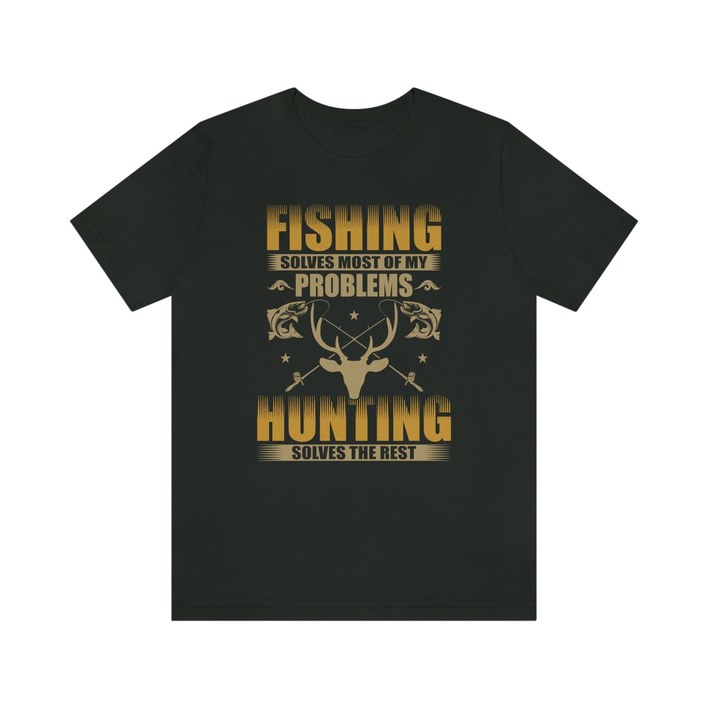 NWT- Fishing Solves Most Problems Unisex Jersey Short Sleeve Tee