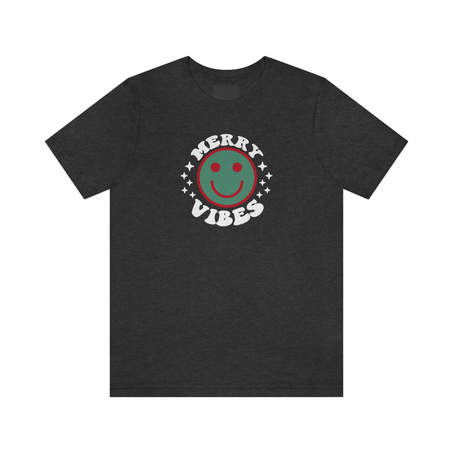 Holiday Merry Vibes Smiley Unisex Jersey Short Sleeve Tee