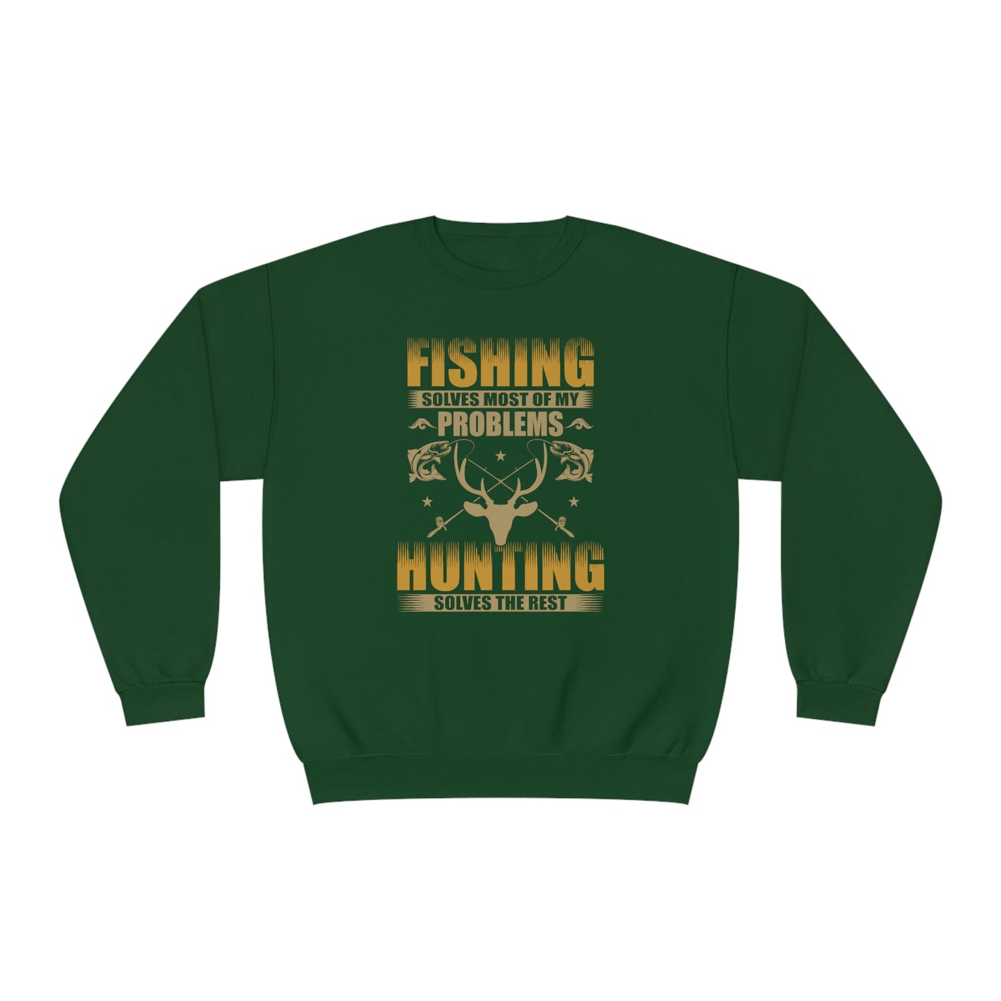 NWT- Fishing Solves Most Problems Unisex NuBlend® Crewneck Sweatshirt