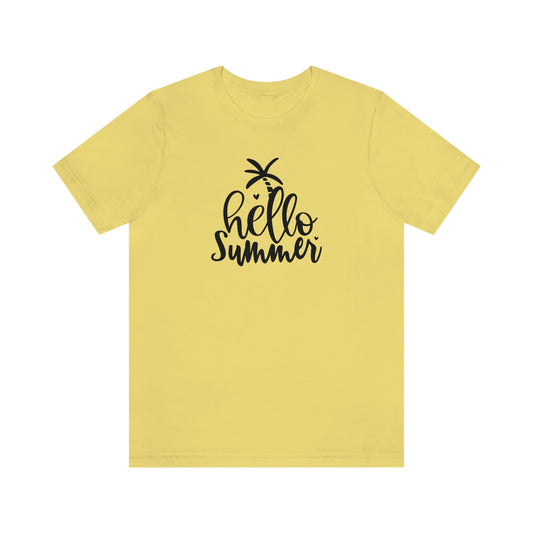 NWT- Hello Summer in Black Letters Unisex Jersey Short Sleeve Tee