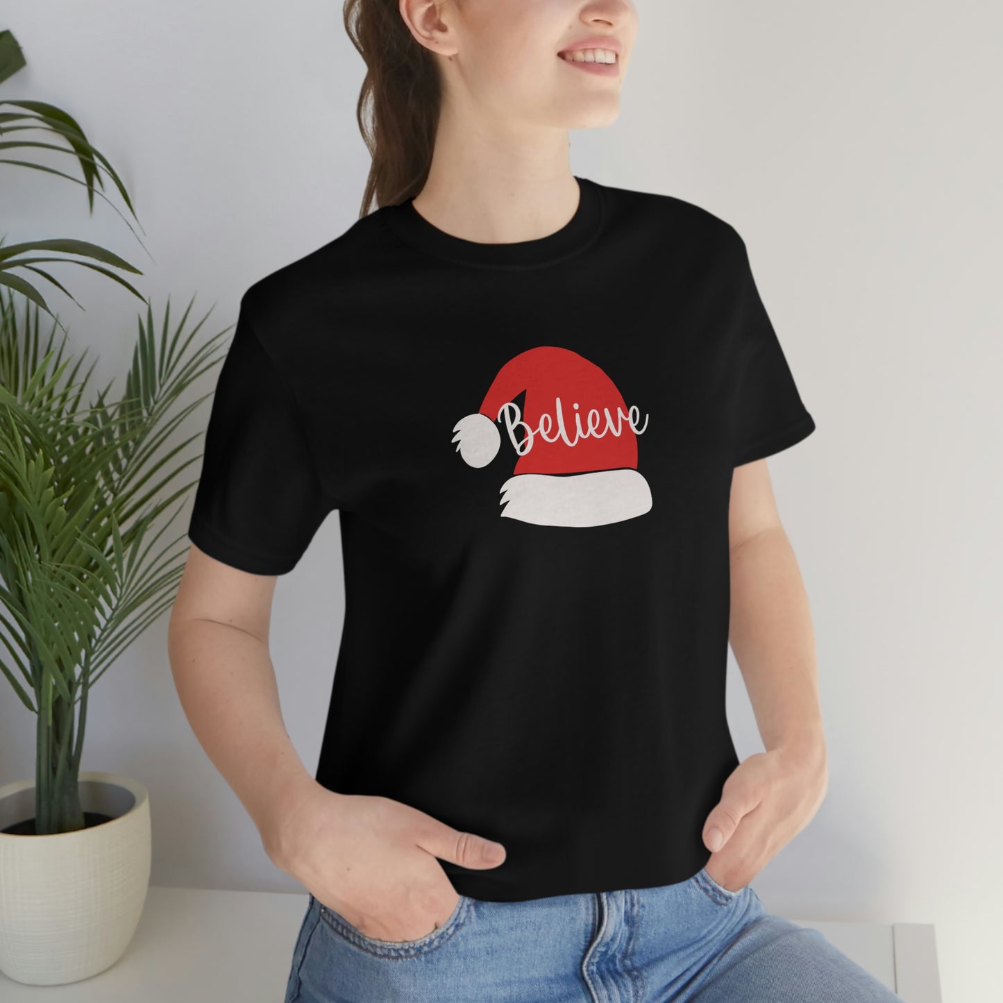 Holiday Santa Hat Unisex Jersey Short Sleeve Tee