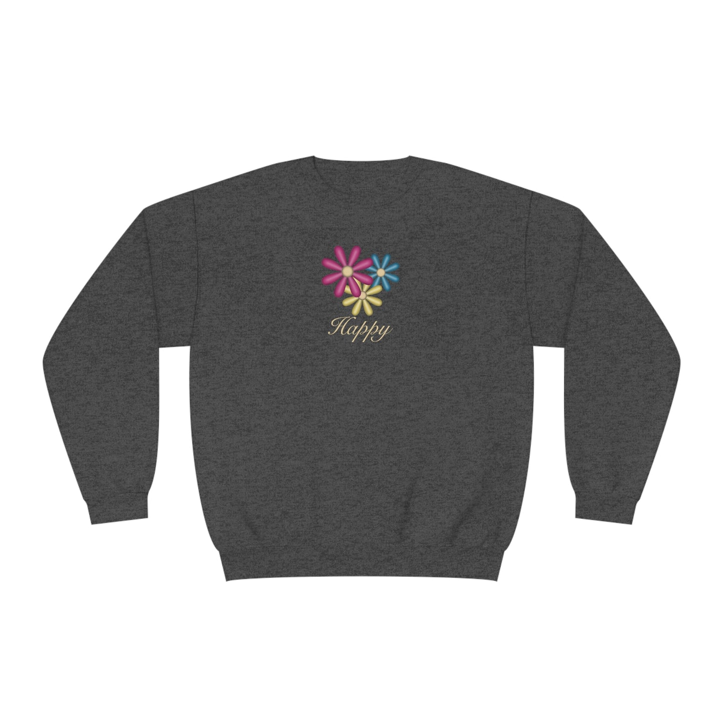 NWT- Happy Flowers Unisex NuBlend® Crewneck Sweatshirt