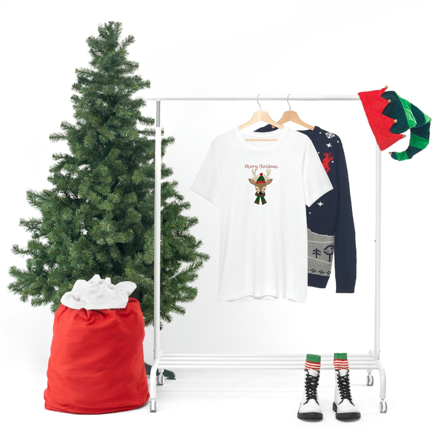 Holiday Reindeer 2 Unisex Jersey Short Sleeve Tee