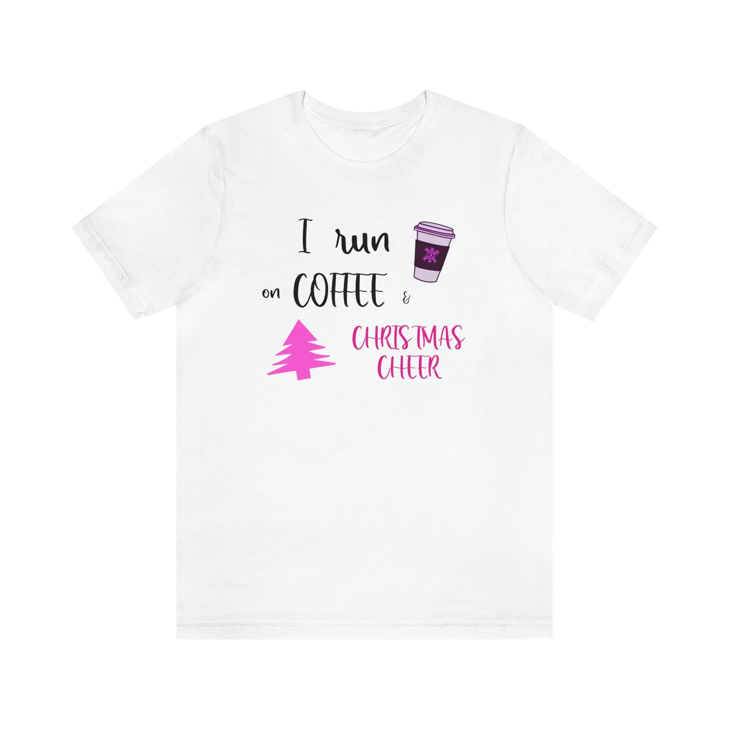 Holiday Coffee and Cheer Pink Unisex Jersey Short Sleeve Tee