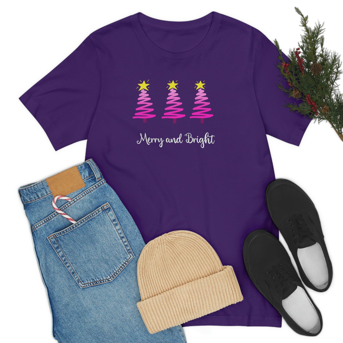 Holiday Merry and Bright Unisex Jersey Short Sleeve Tee