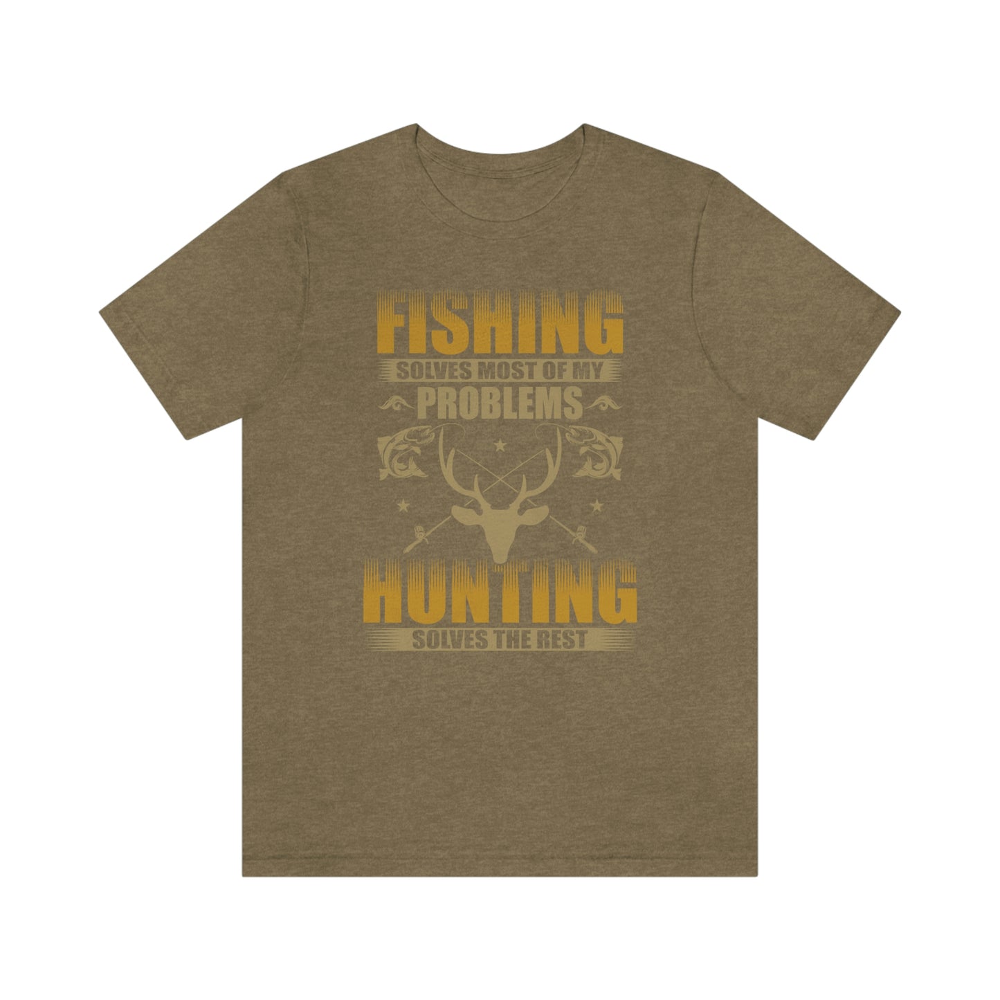 NWT- Fishing Solves Most Problems Unisex Jersey Short Sleeve Tee