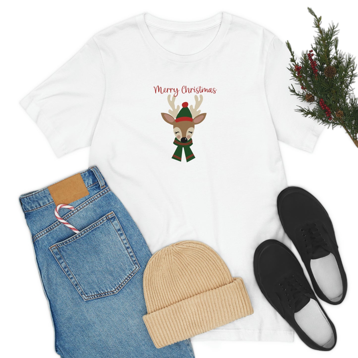 Holiday Reindeer 2 Unisex Jersey Short Sleeve Tee