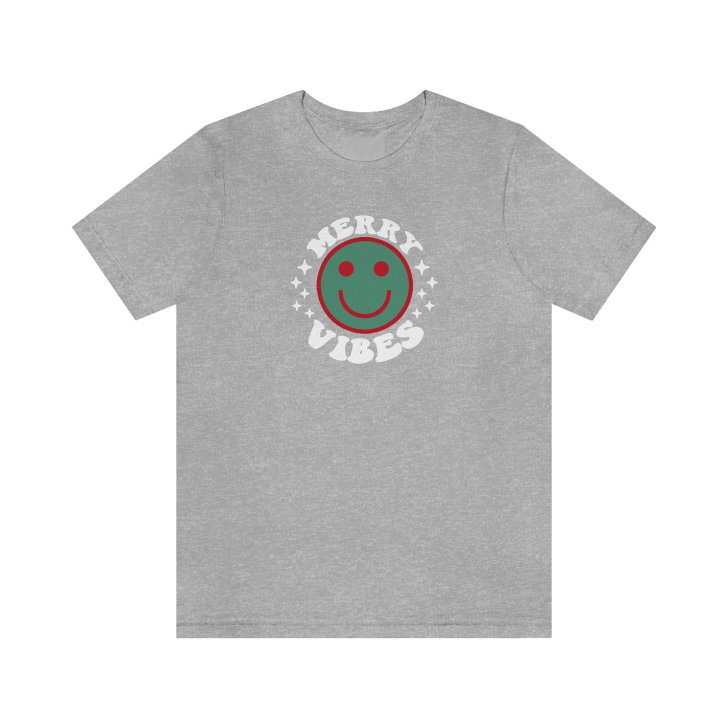 Holiday Merry Vibes Smiley Unisex Jersey Short Sleeve Tee