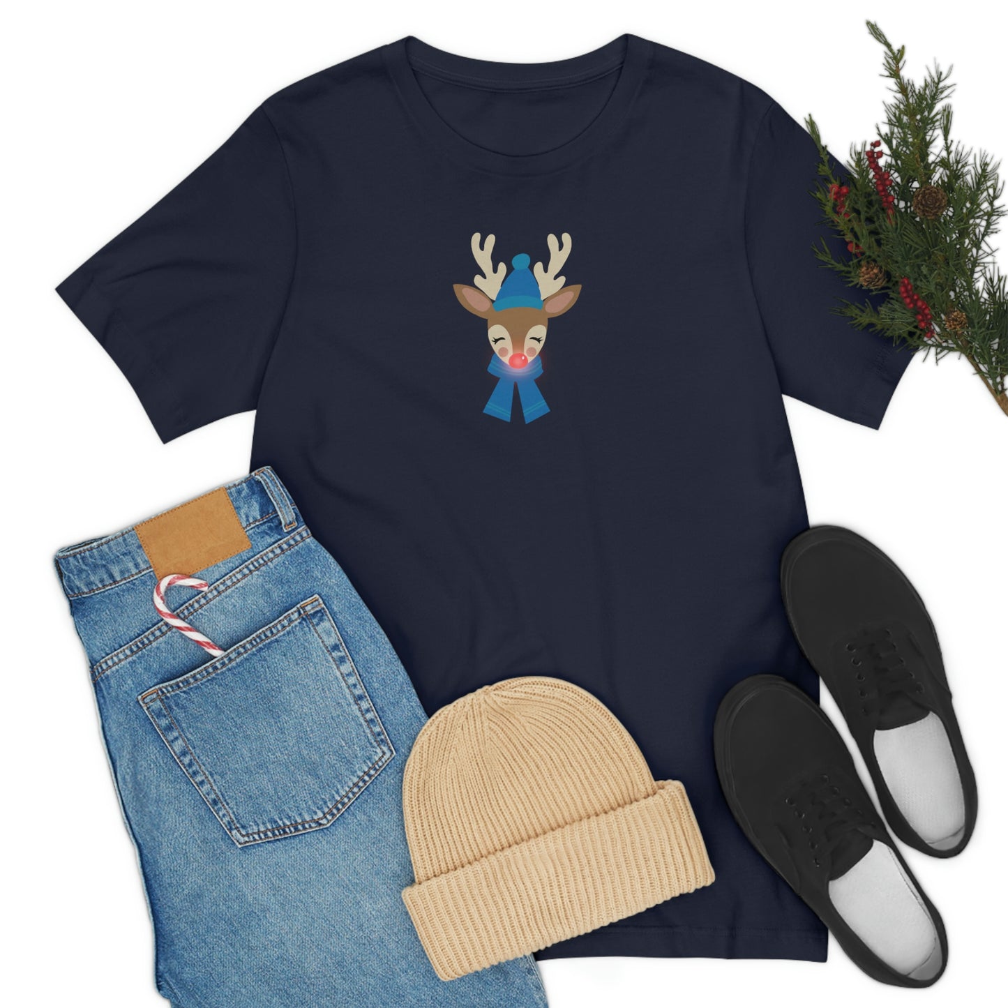 Holiday Reindeer 1 Unisex Jersey Short Sleeve Tee