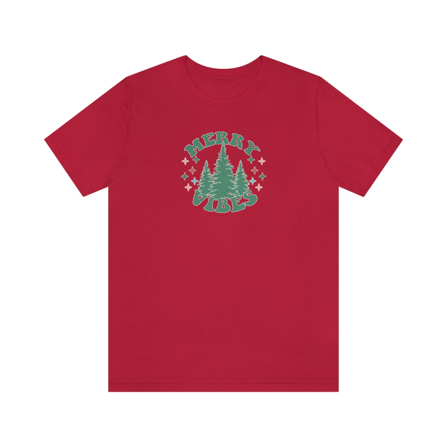 Holiday Merry Vibes Trees Unisex Jersey Short Sleeve Tee