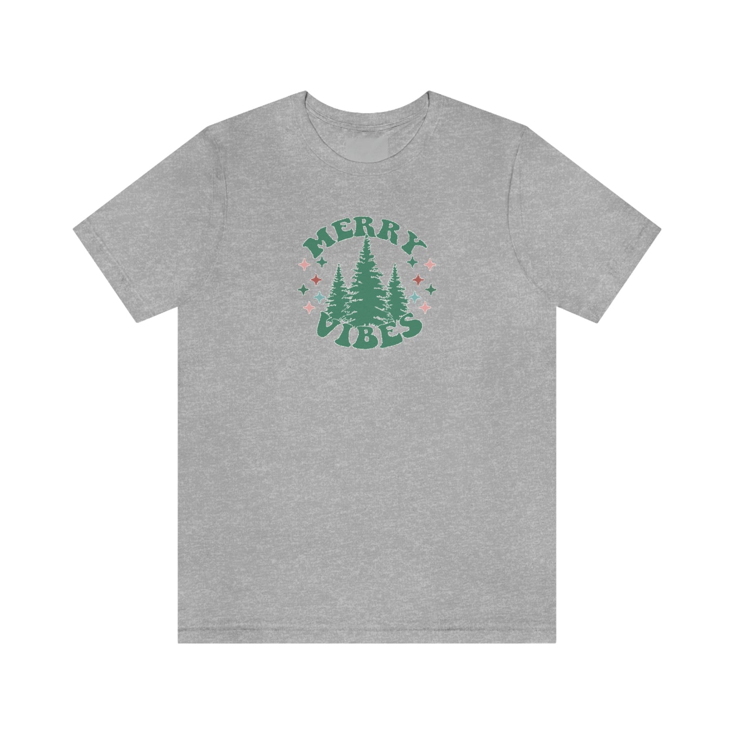 Holiday Merry Vibes Trees Unisex Jersey Short Sleeve Tee