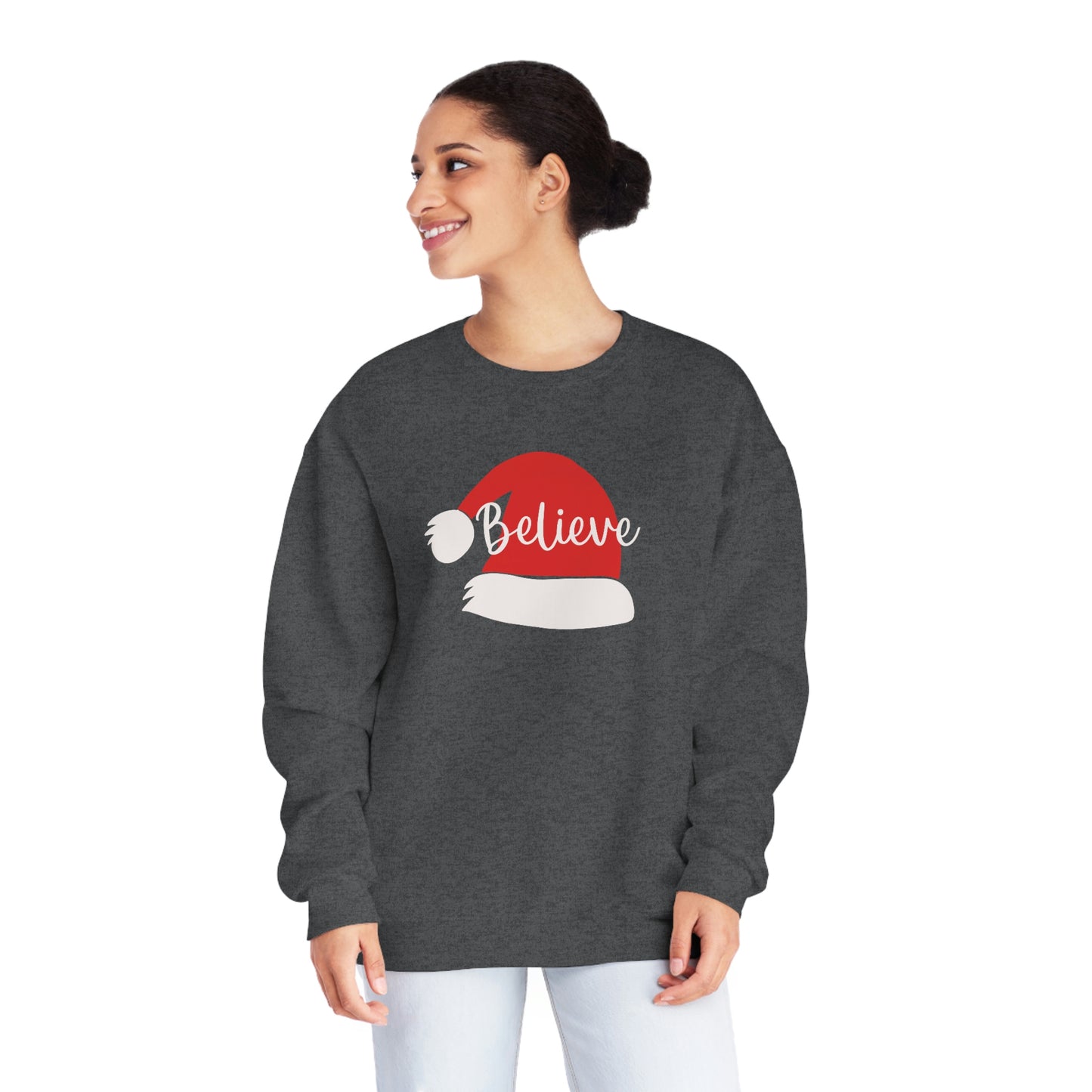 NWT- Believe Santa Hat Unisex NuBlend® Crewneck Sweatshirt