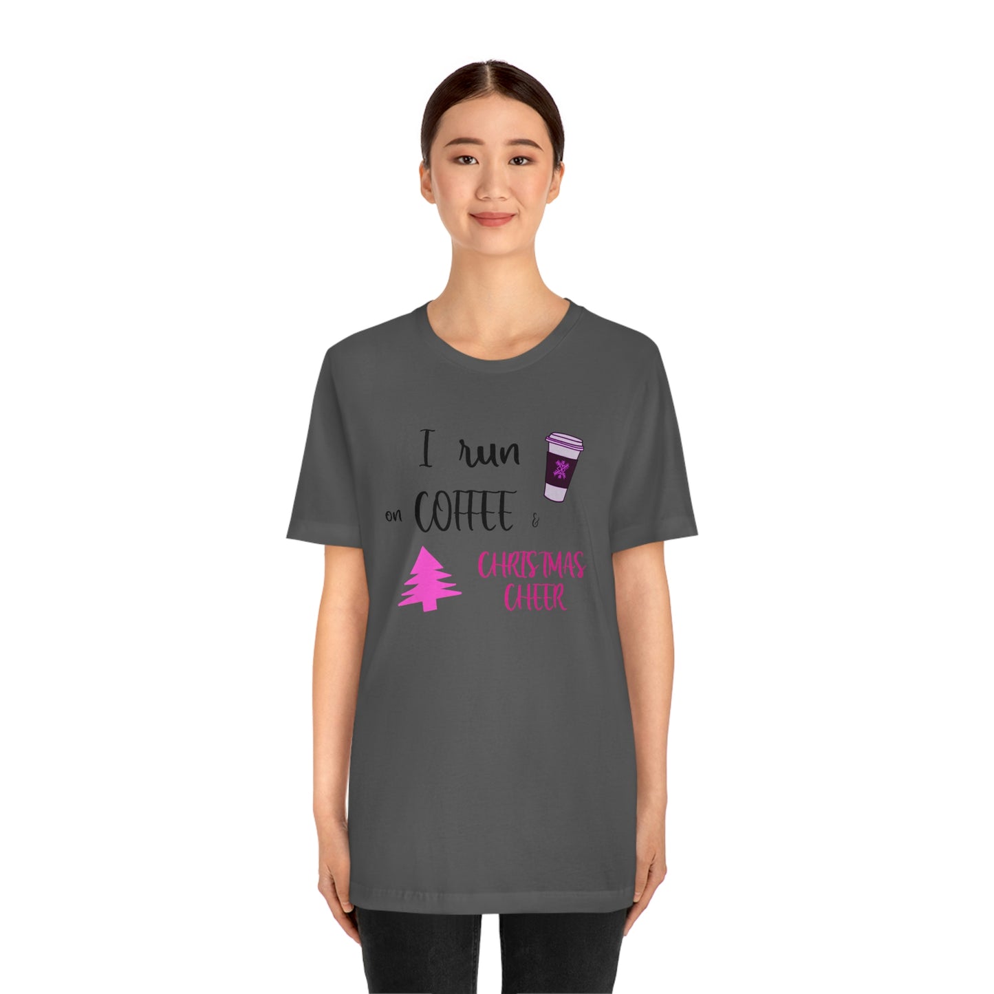 Holiday Coffee and Cheer Pink Unisex Jersey Short Sleeve Tee