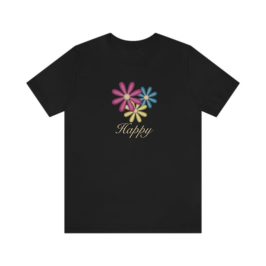 NWT- Happy Flowers Unisex Jersey Short Sleeve Tee