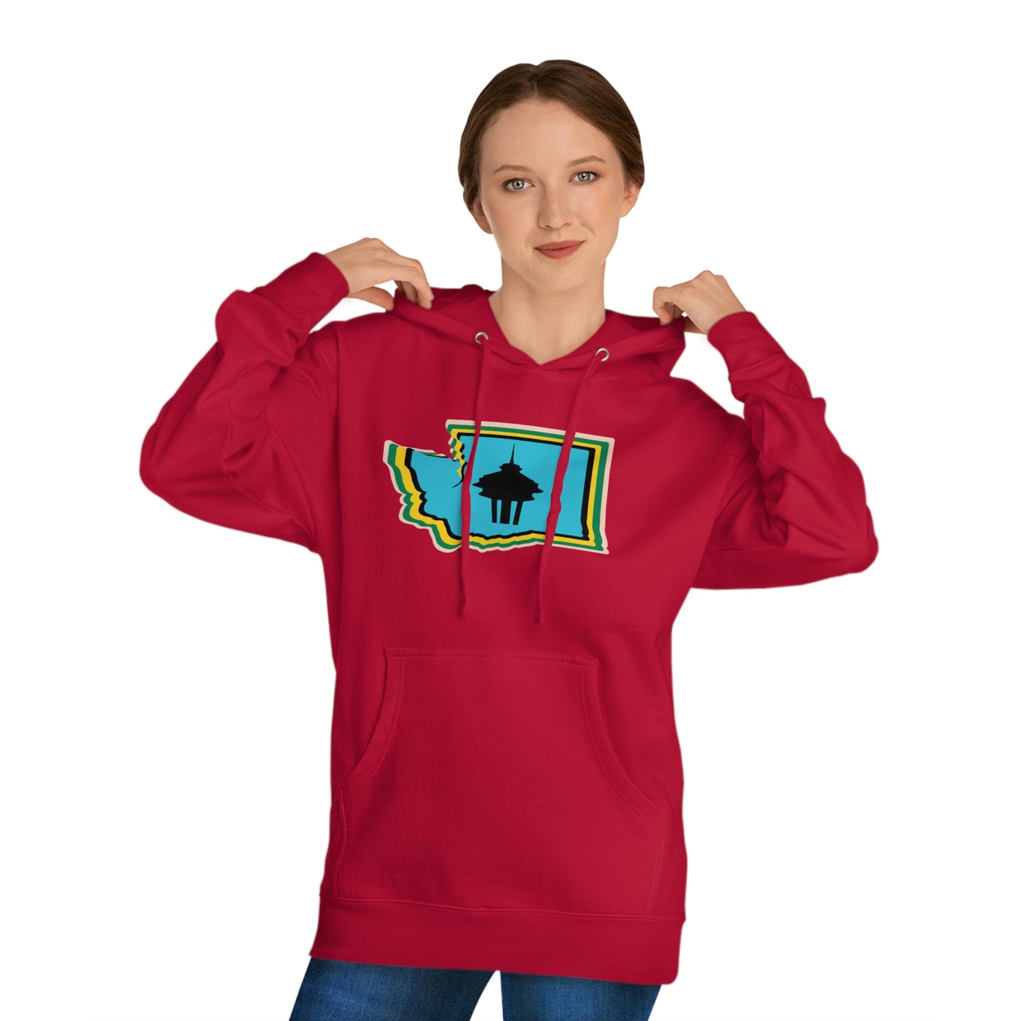 State Love- Washington Space Needle Blue Unisex Hooded Sweatshirt