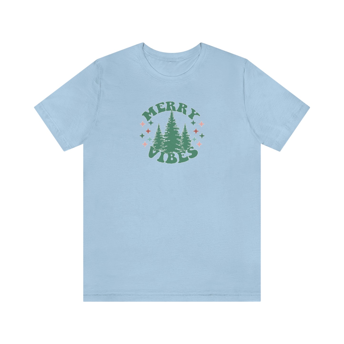 Holiday Merry Vibes Trees Unisex Jersey Short Sleeve Tee